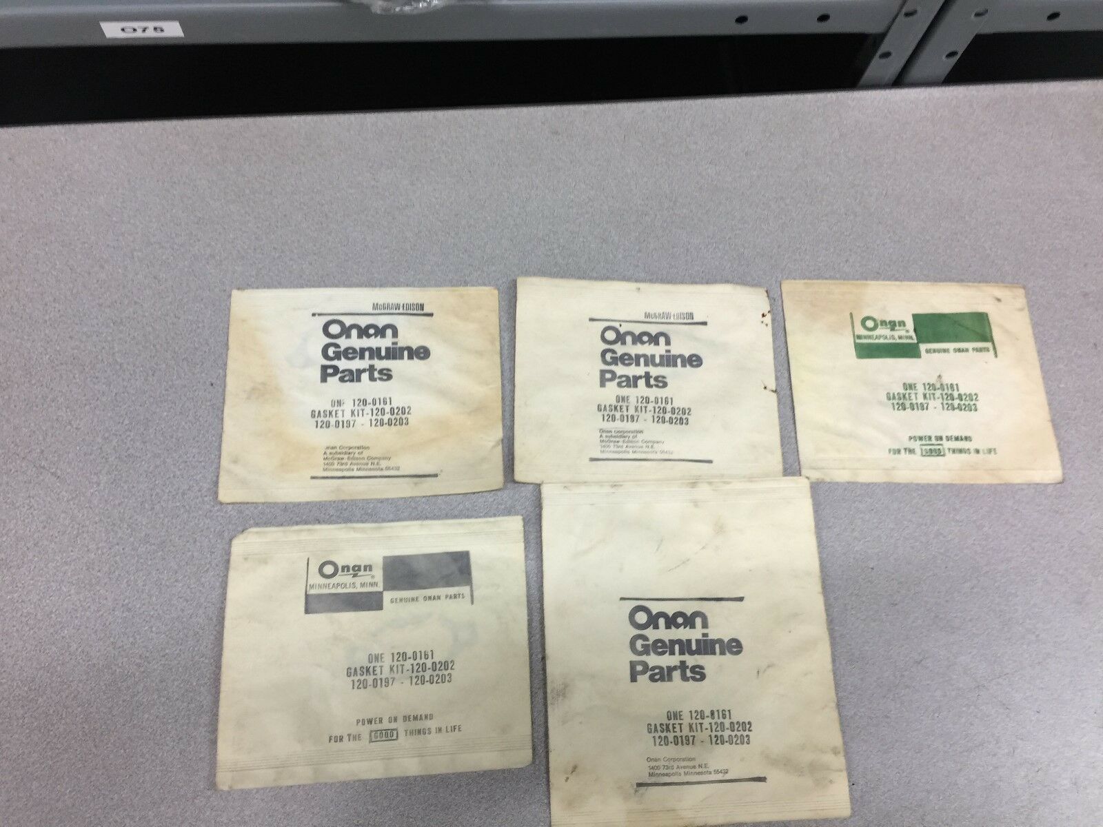 NEW IN BAG LOT OF 5 ONAN GASKET KIT 120-0161