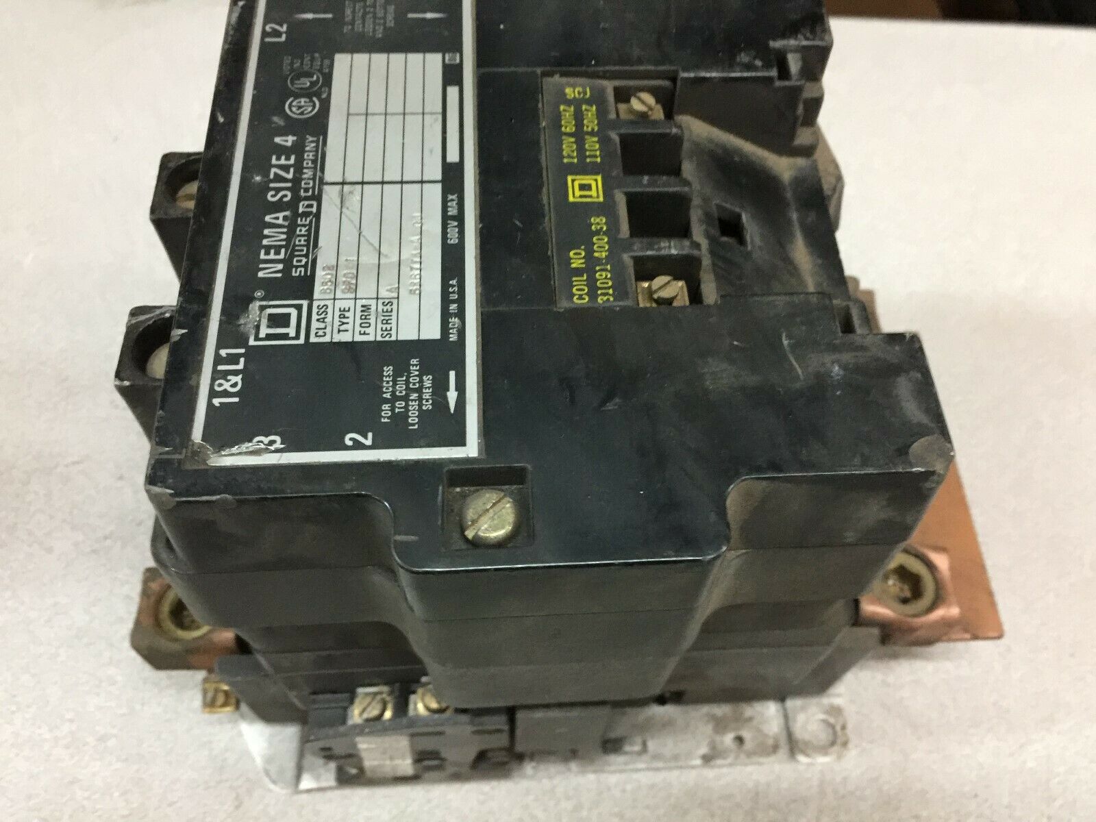 USED SQUARE D SIZE 4 2POLE 120VAC COIL 600VAC CONTACTOR 8502-SF01