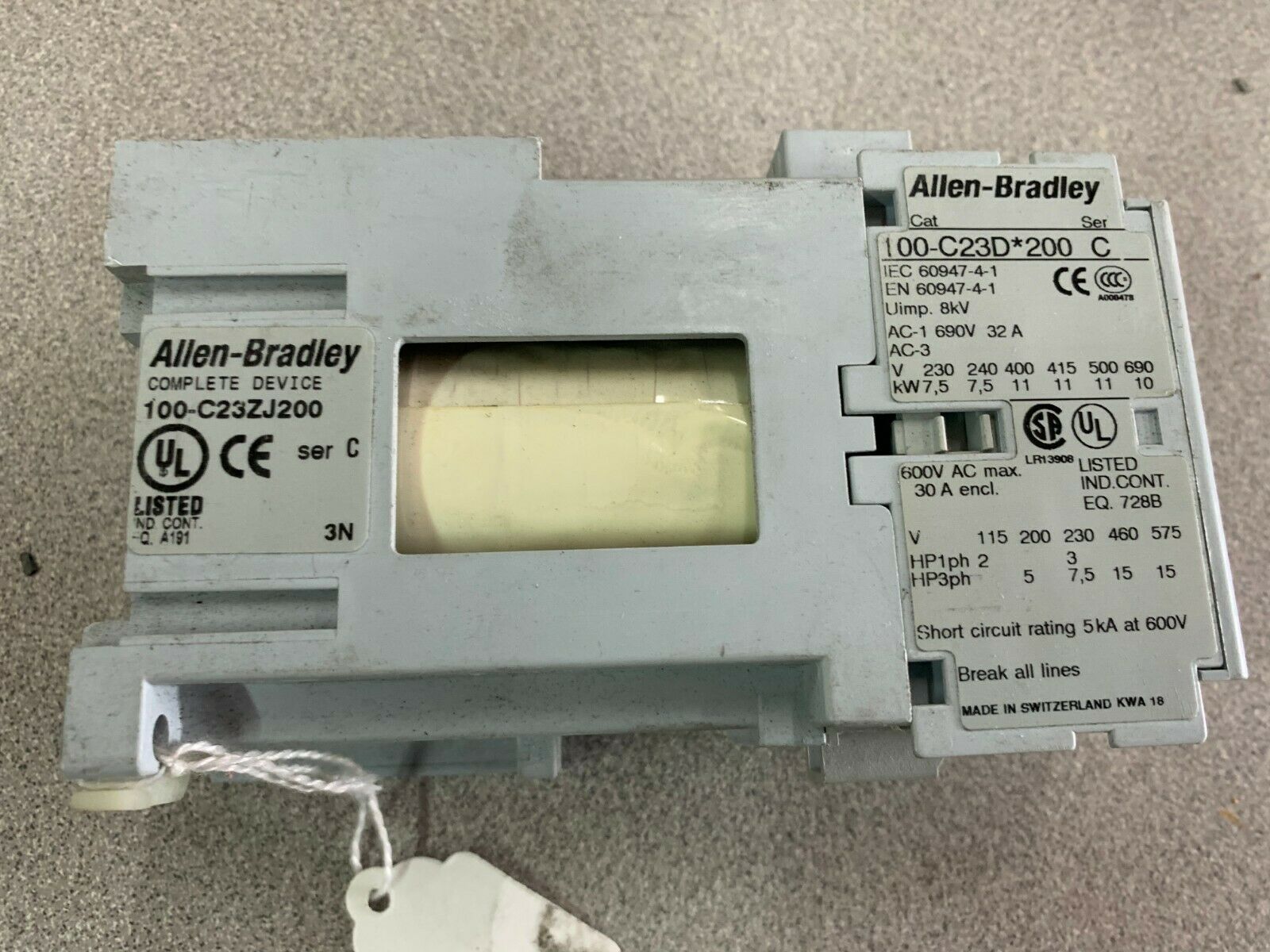 USED ALLEN BRADLEY 100-C23D*200 CONTACTOR 100-C23ZJ200 SERIES C