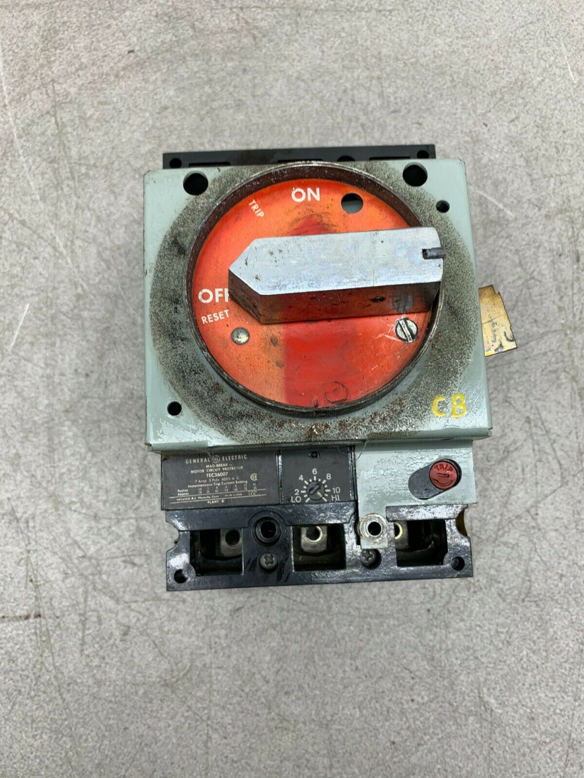 USED GENERAL ELECTRIC TEFR1 7 AMP 3 POLE MOTOR CIRCUIT PROTECTOR TEC36007