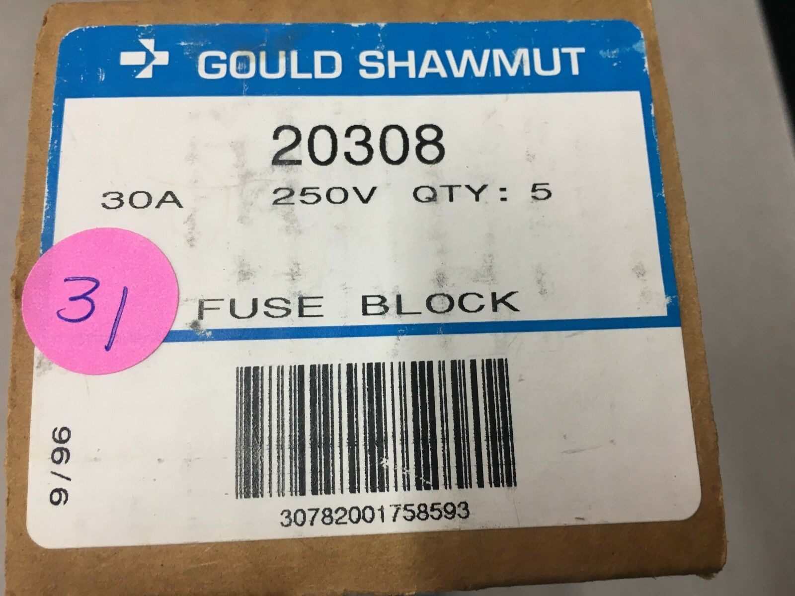 NEW IN BOX LOT OF 5 GOULD SHAWMUT FUSE BLOCK 20308