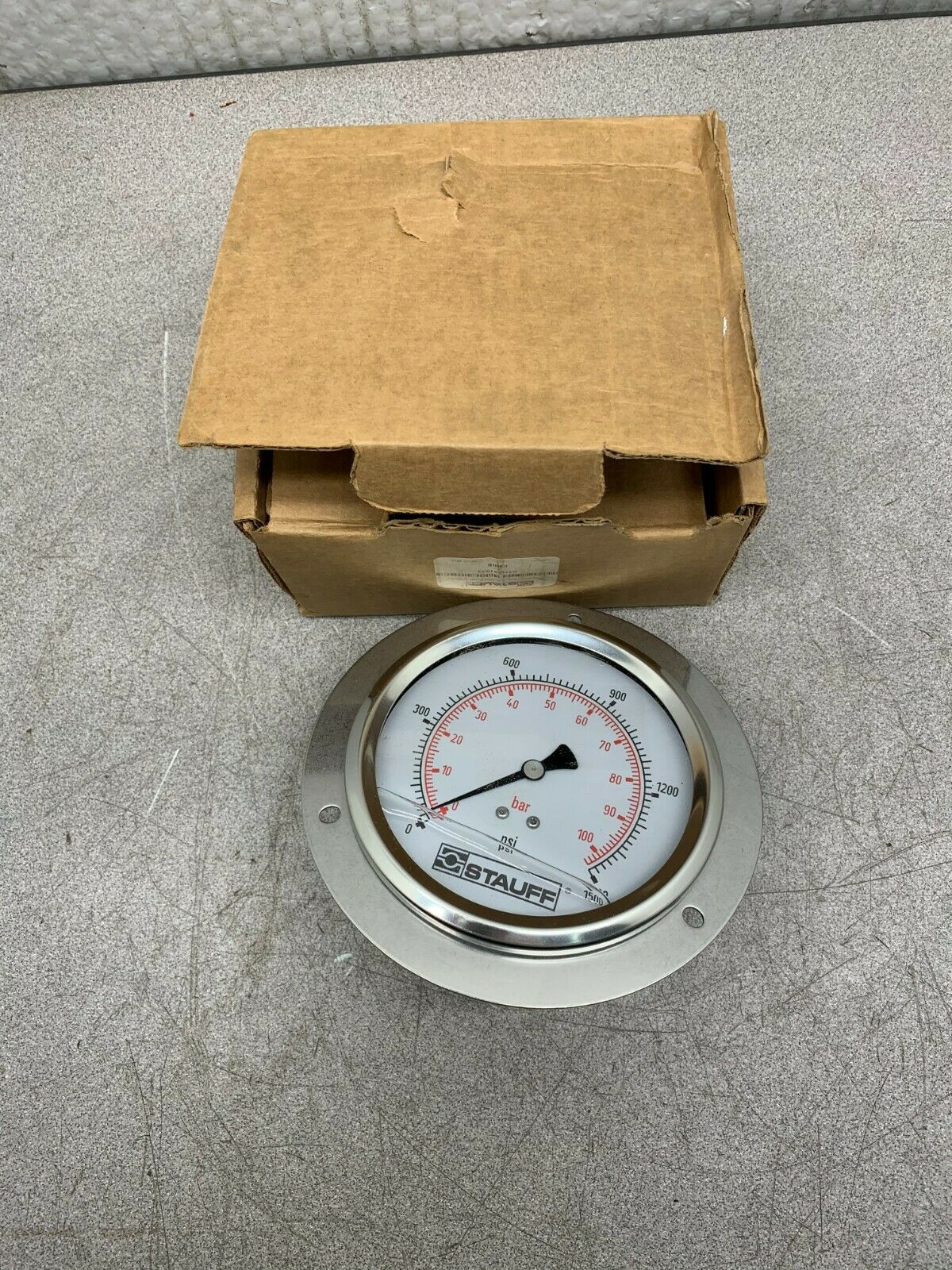 STAUFF 0-1500PSI STNA51933 LIQUID FILLED GAUGE SPG-100-01500-5P-N04-F-NR-STAUFF