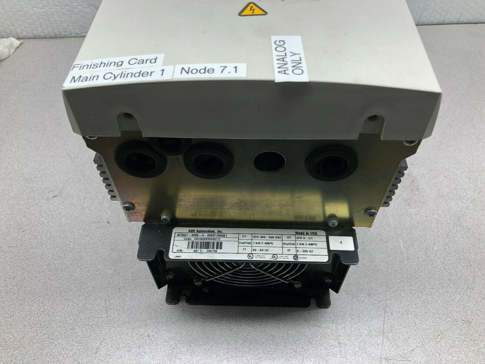 USED ABB ACS 600 7.5 HP 380-500 VAC 3 PH VARIABLE FREQUENCY DRIVE ACS601-0006-4-