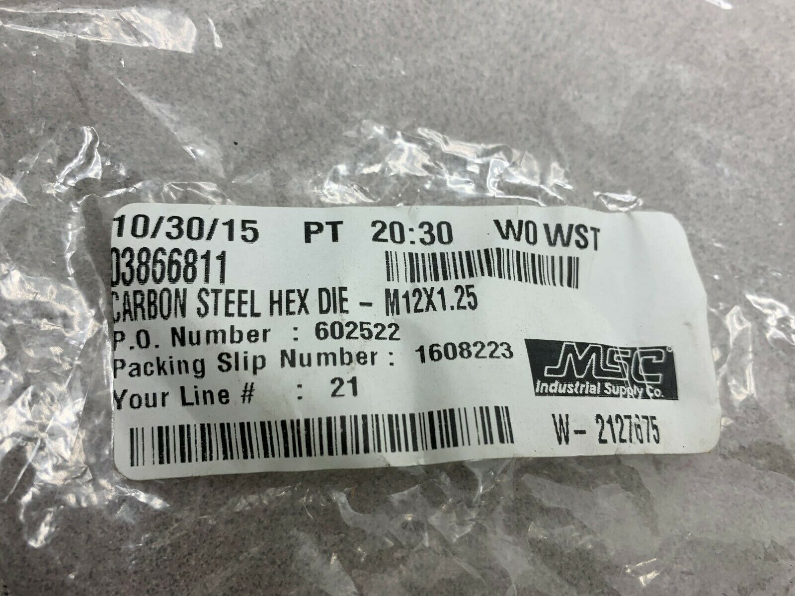 NEW NO BOX INTERSTATE CARBON STEEL  HEX DIE 03856811