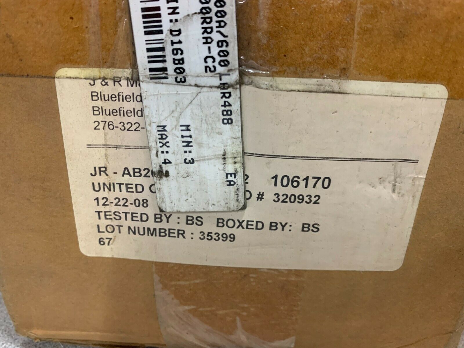 NEW J&R MANUFACTURING JR-2000R RECEPTACLE AB2000RRA-C2