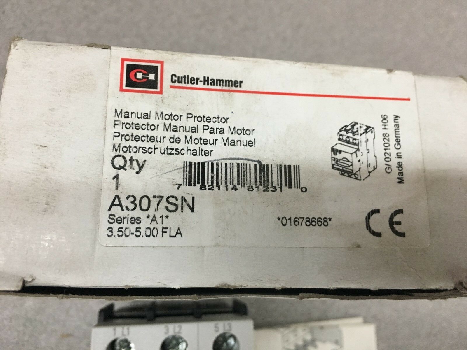 NEW IN BOX CUTLER-HAMMER MANUAL MOTOR PROTECTOR A307SN