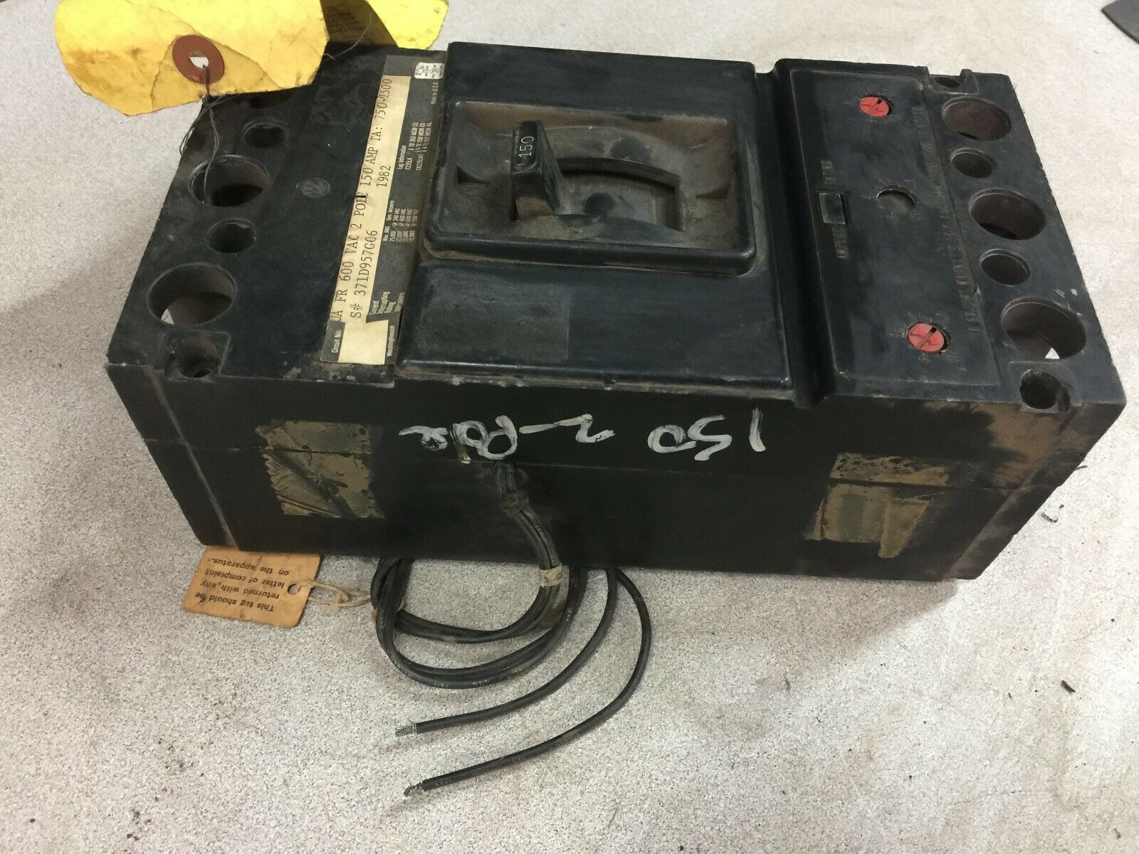 USED WESTINGHOUSE 150AMP 2POLE 600VAC 750-1500 TRIP BREAKER JA2150