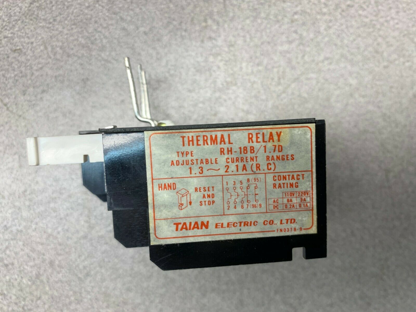 NEW NO BOX TAIAN 1.3-2.1A RELAY RH-18B/1.7D