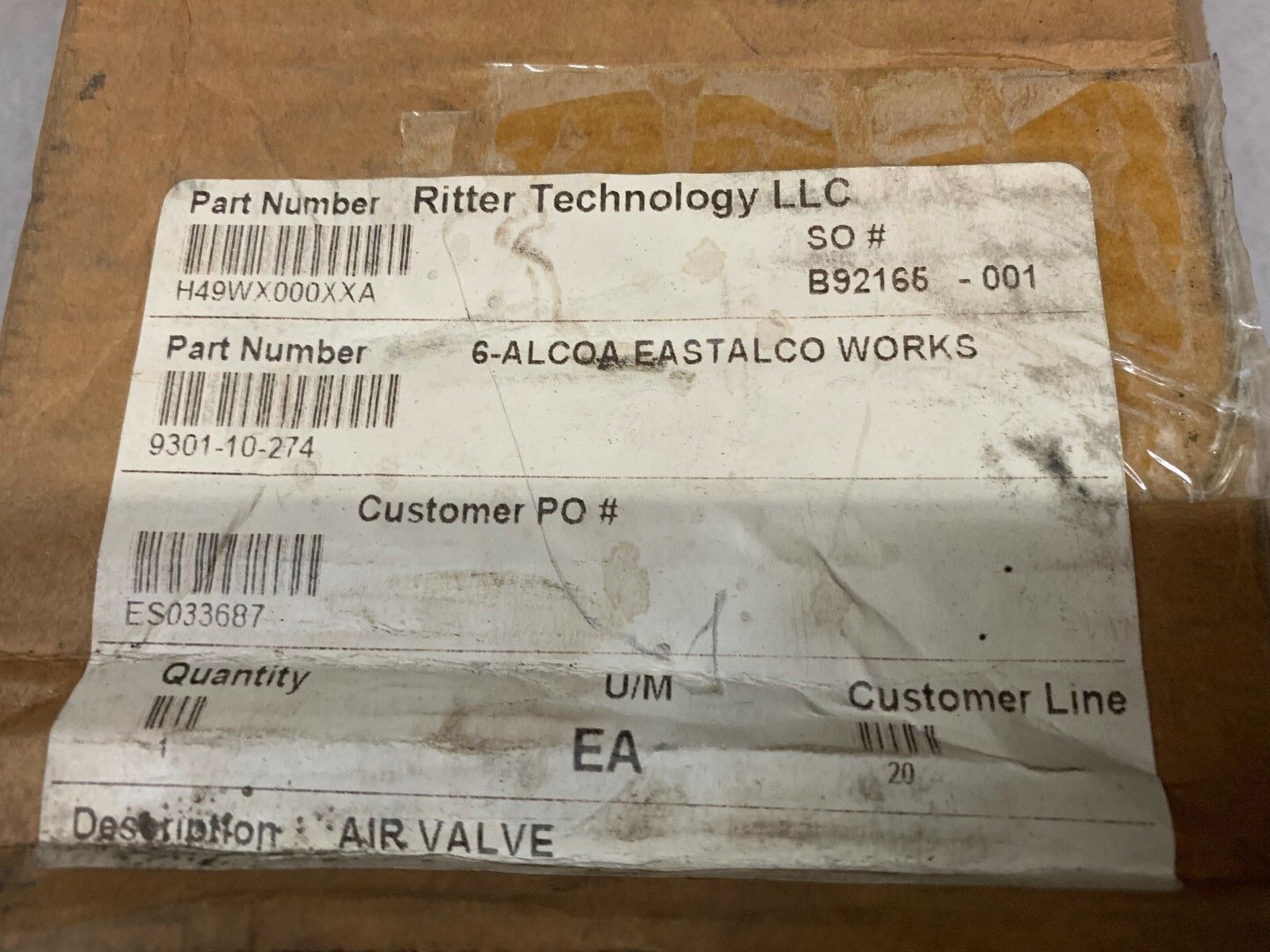 NEW IN BOX PARKER AIR VALVE H49WX000XXA