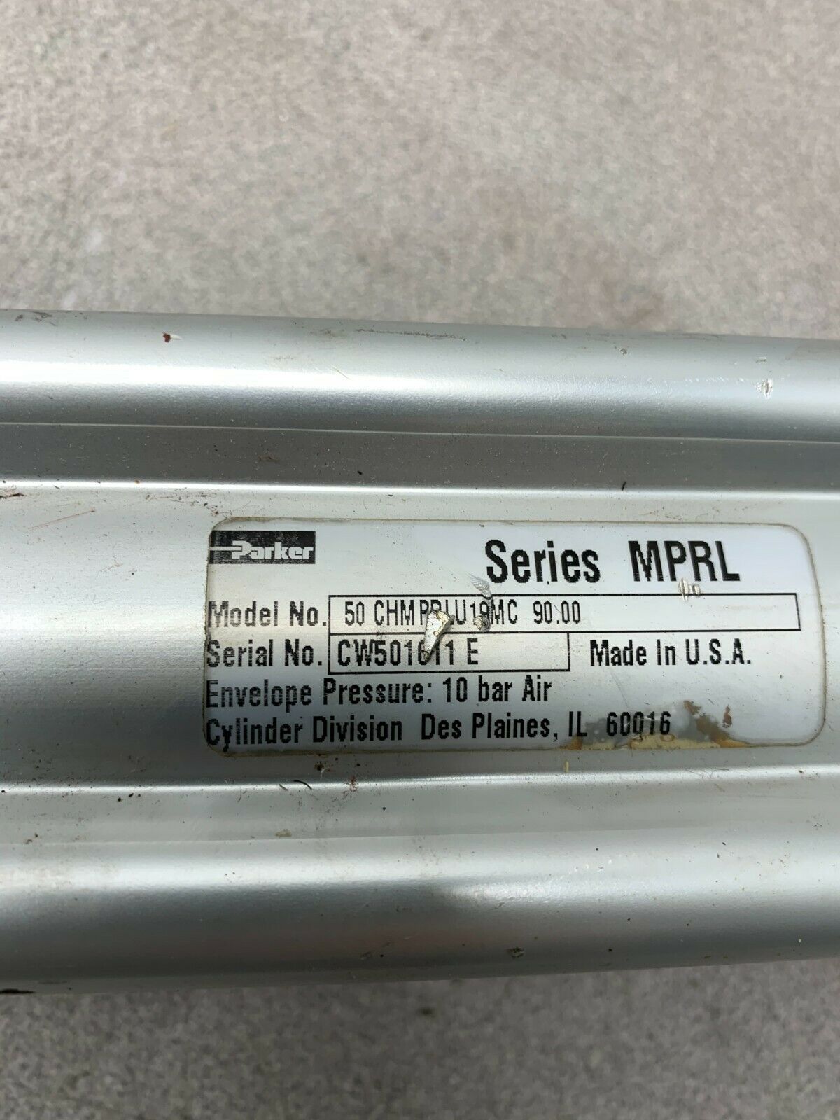 USED PARKER PNEUMATIC CYLINDER 50 CHMPRLU19MC 90.00