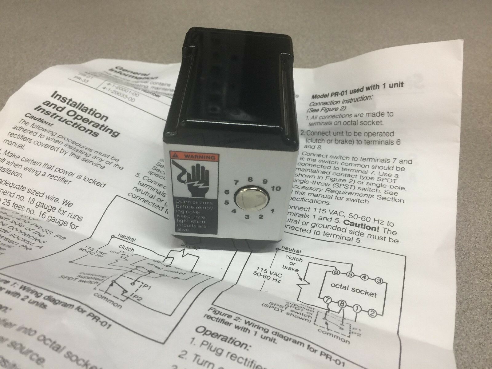 NEW NO BOX STEARNS TYPE PR-33 115VAC RECTIFIER 4-1-20033-00