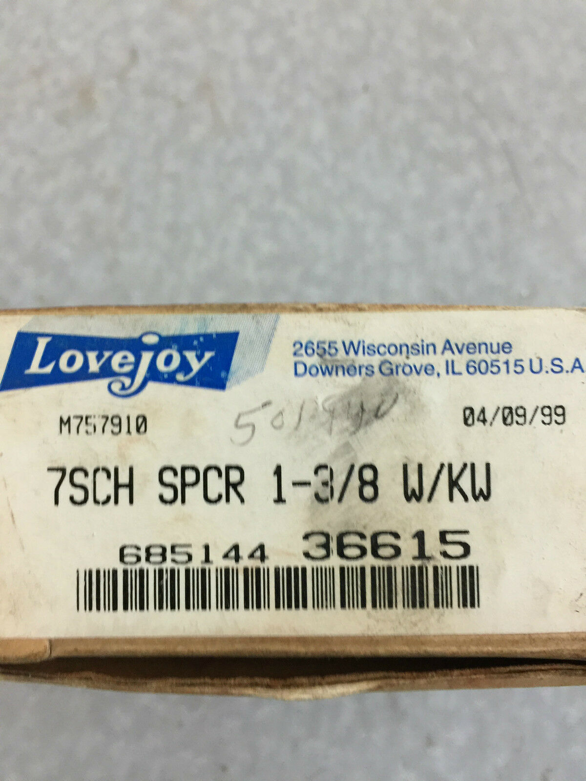 NEW IN BOX LOVEJOY 7SCH SPCR 1-3/8 W/KW COUPLING 685144 36615