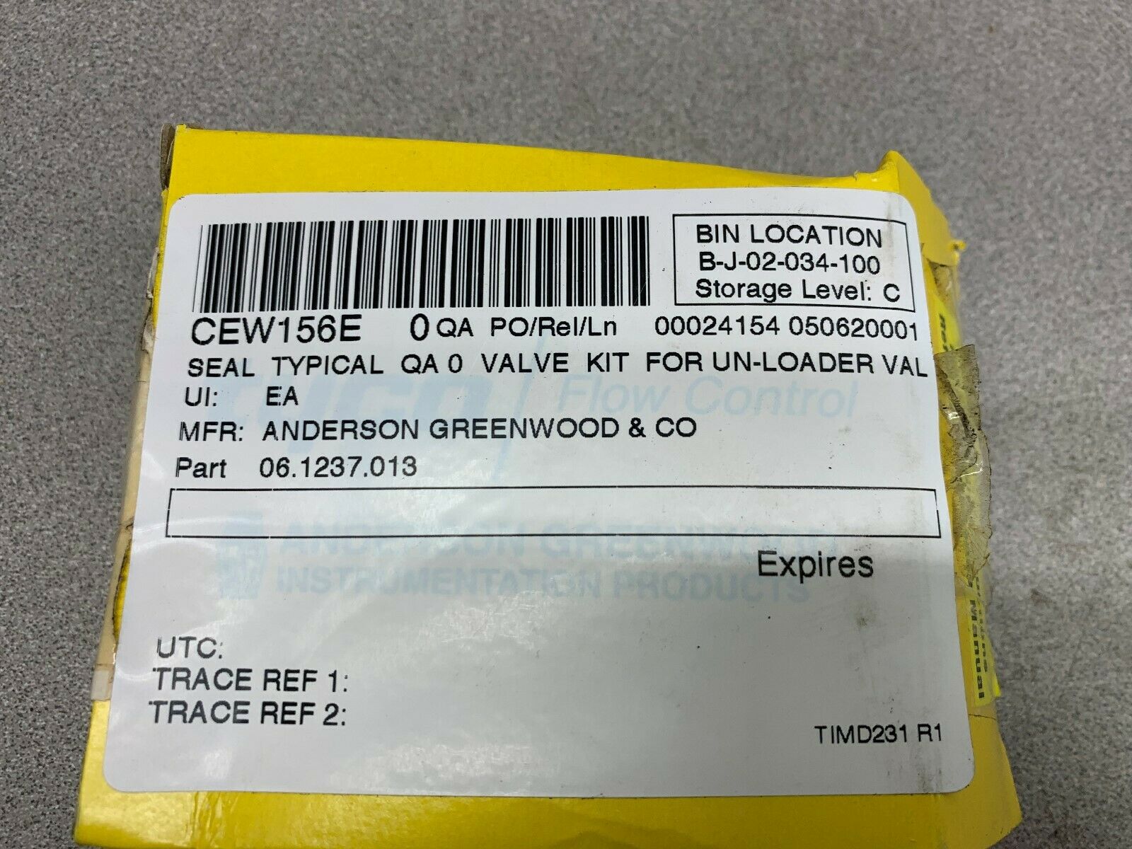 NEW IN BOX ANDERSON GREENWOOD & CO. VALVE KIT 06.1237.013