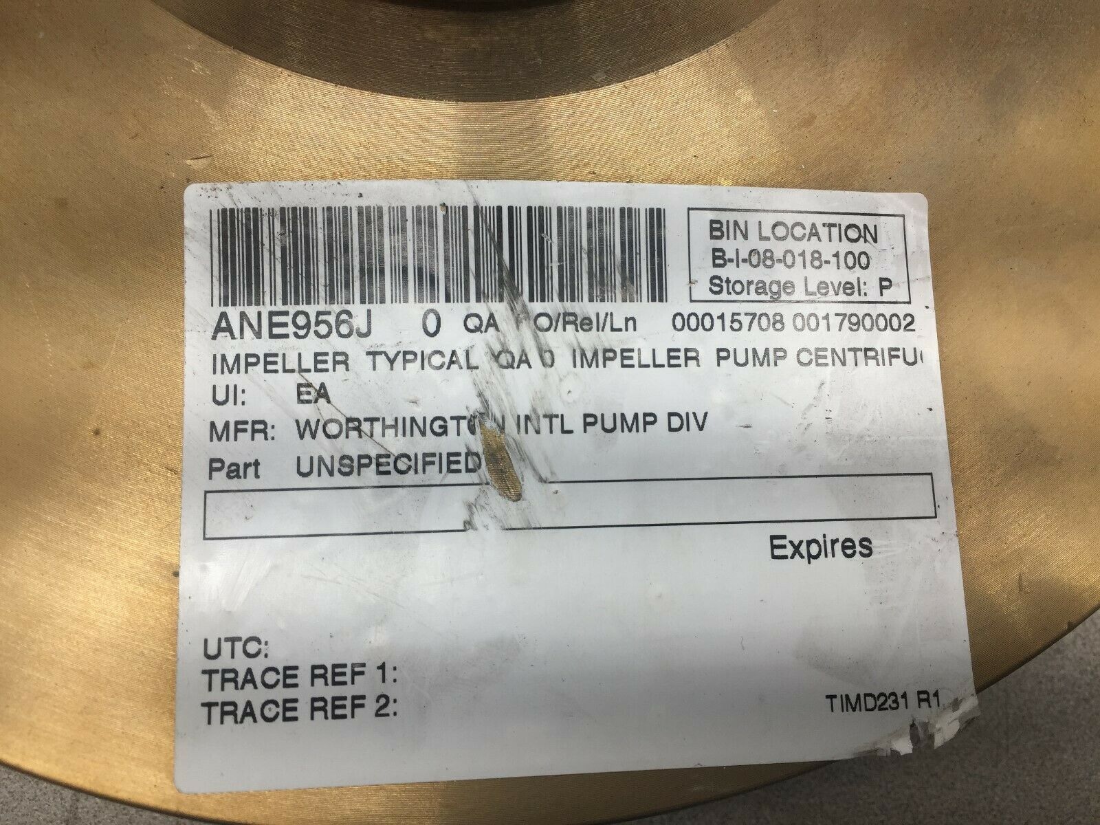 NEW NO BOX WORTHINGTON / FLOWSERVE BRONSE IMPELLER 888997-22