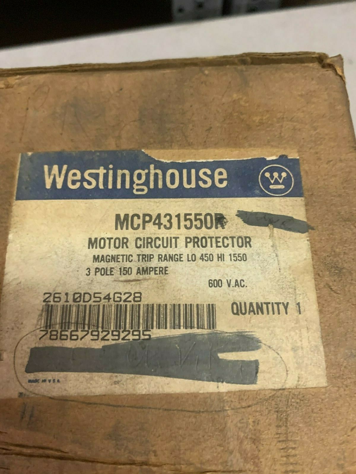 NEW IN BOX WESTINGHOUSE MOTOR CIRCUIT PROTECTOR MCP431550R