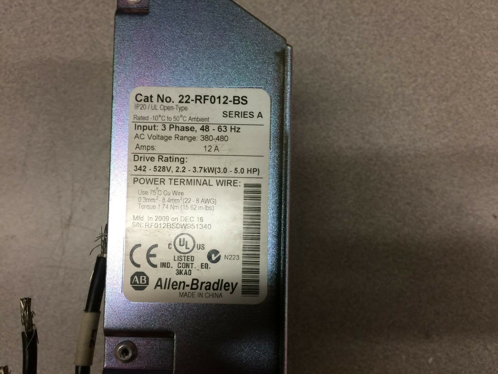 NEW NO BOX ALLEN BRADLEY LINE FILTER 22-RF012-BS