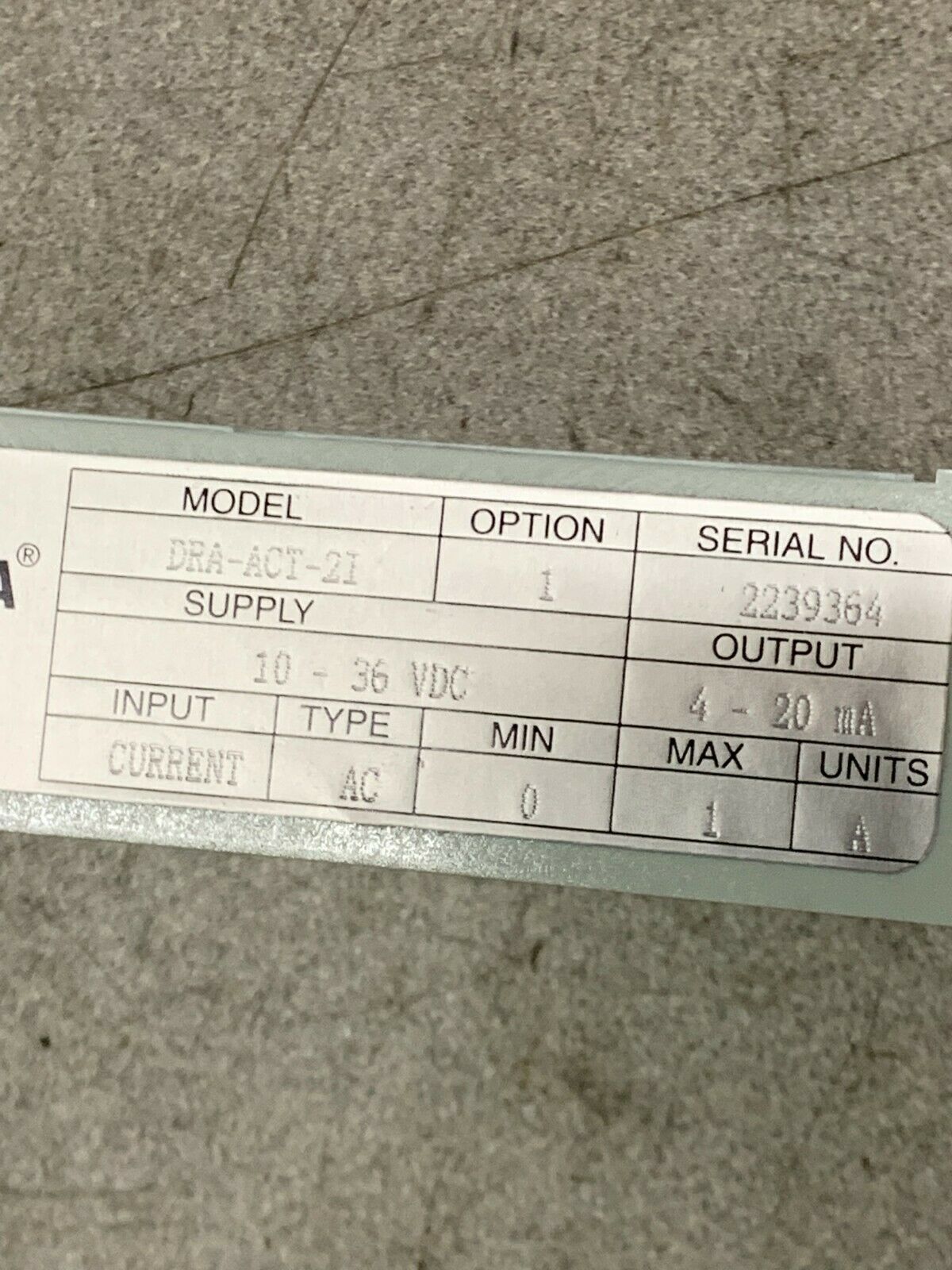 USED OMEGA ACT-2 ISOLATED AC TRANSMITTER DRA-ACT-21