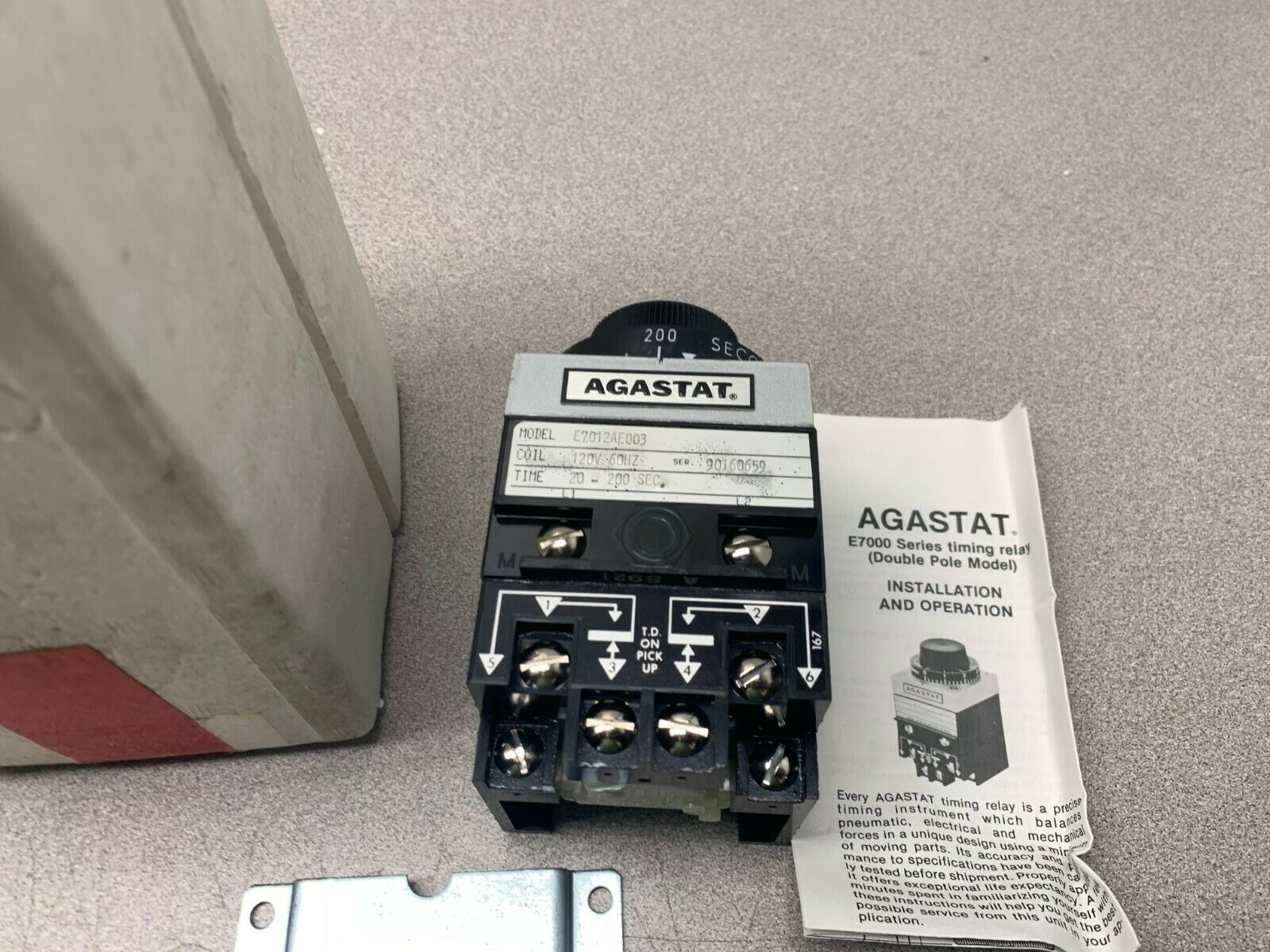 NEW AGASTAT 120V. TIMER 20-200 SEC. TIMING RELAY E7012AE003