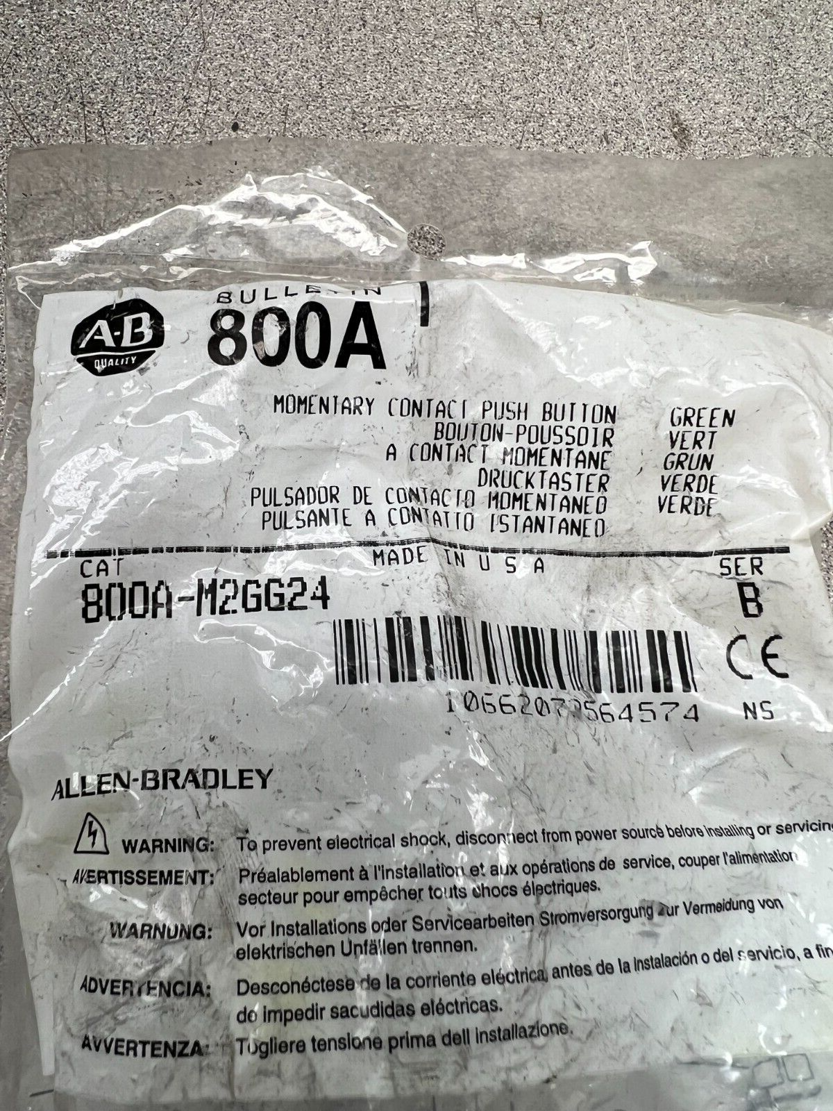 NEW IN BAG ALLEN BRADLEY PUSHBUTTON 800A-M2GG24 SERIES B