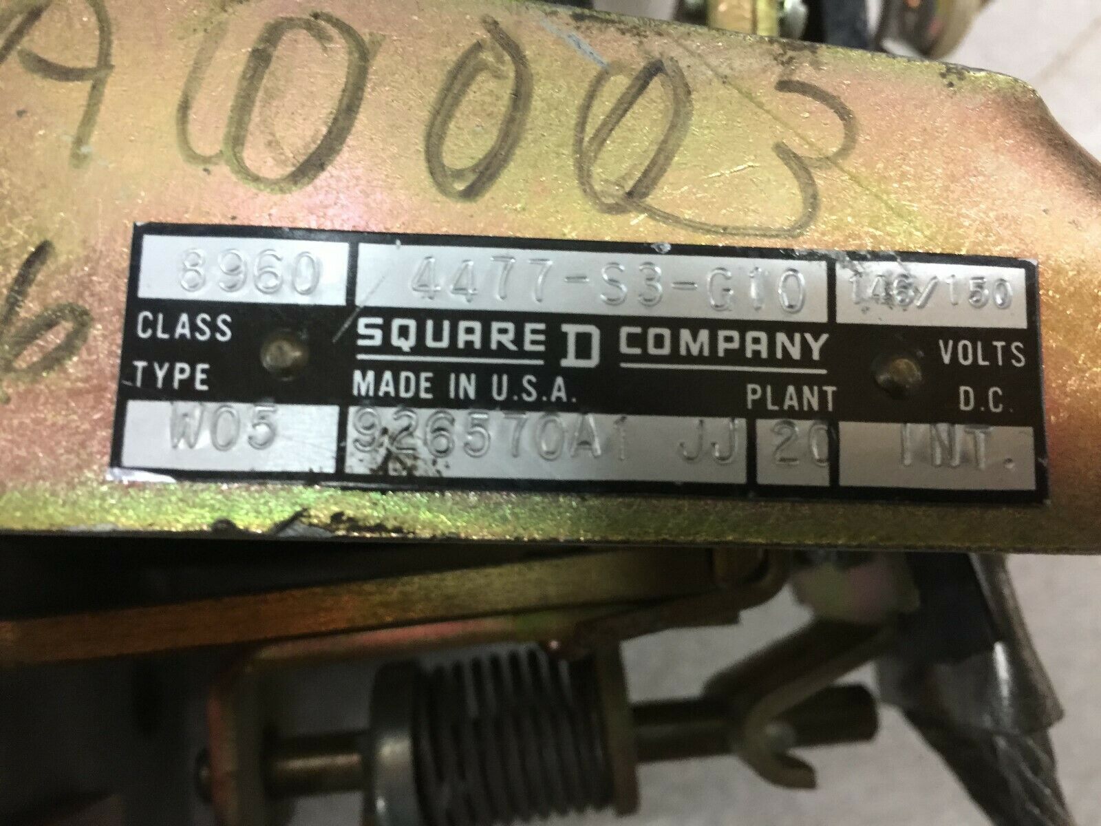 USED SQUARE D SINGLE POLE TRUCK CONTACTOR 8960 4477-S3-G10