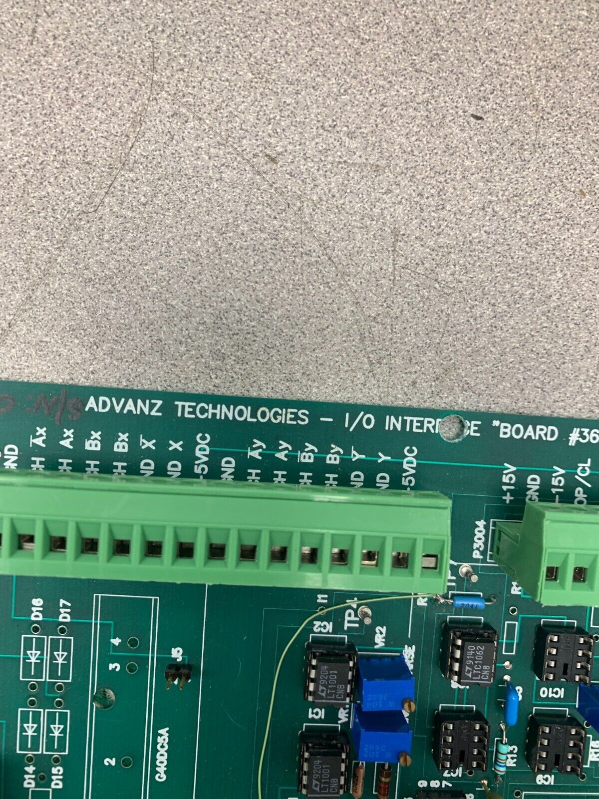 USED ADVANZ TECHNOLOGIES I/O INTERFACE CIRCUIT BOARD 363-260-0026 REV. B