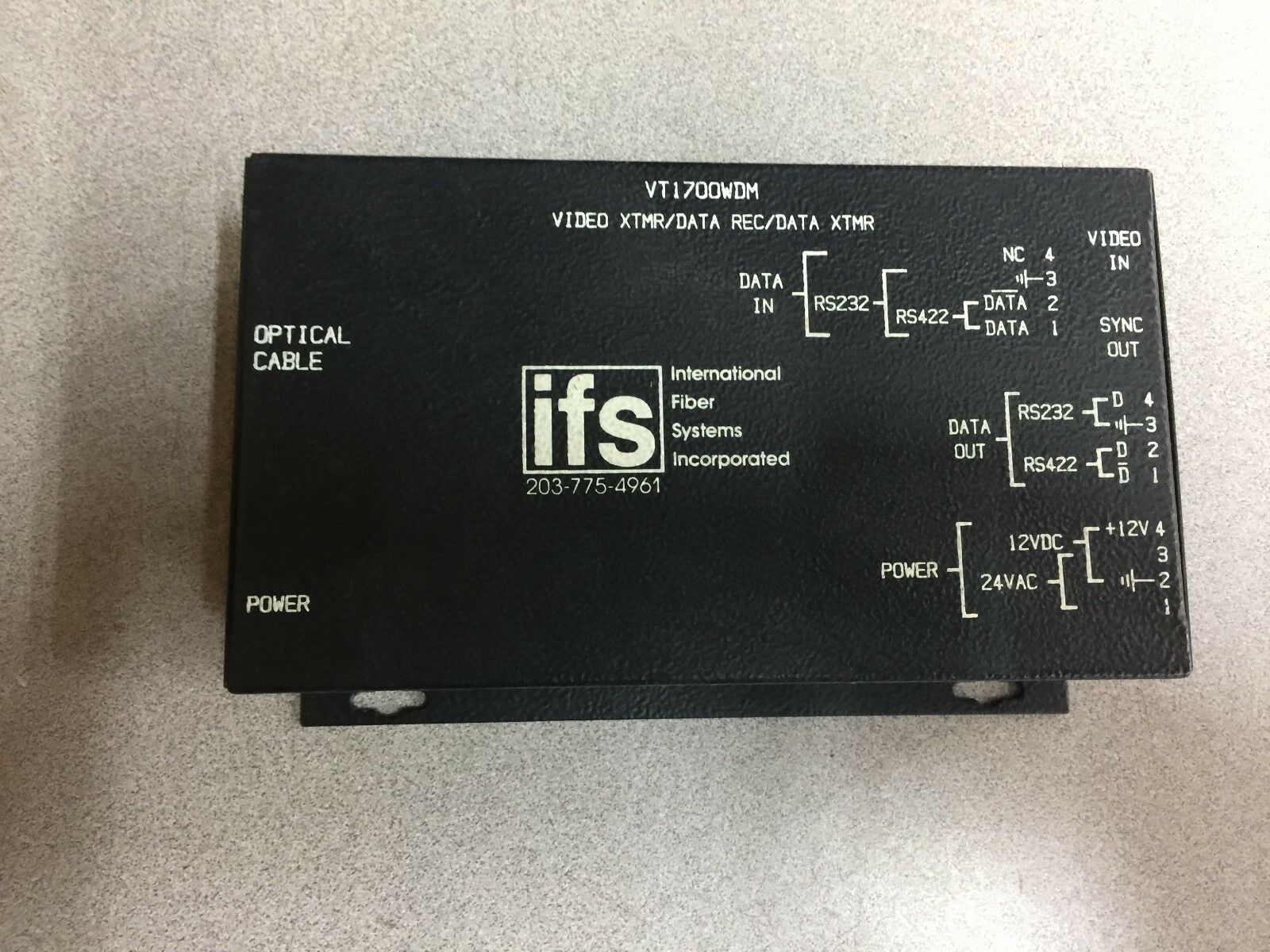 NEW NO BOX IFS VIDEO XTMR/DATA REC/DATA XTMR VT1700WDM