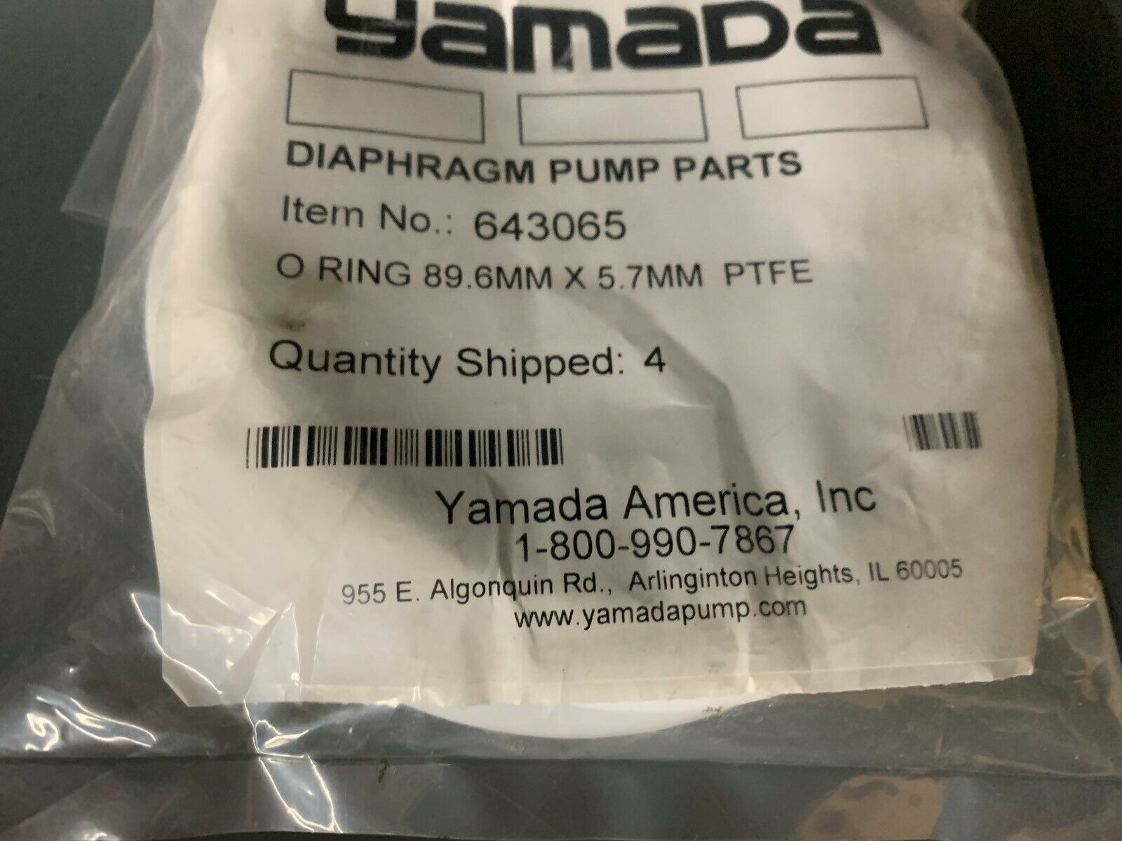 NEW PACKAGE OF 4 YAMADE PUMP O RINGS 643065