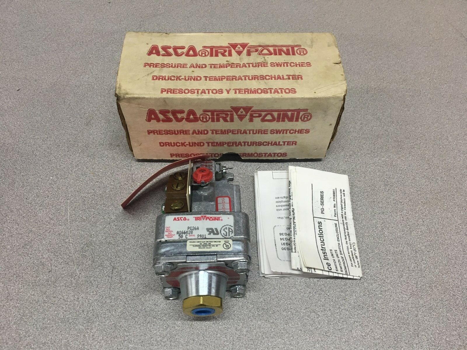 NEW IN BOX ASCO TRI-POINT PRESSURE SWITCH PG26A WITH RL20A21