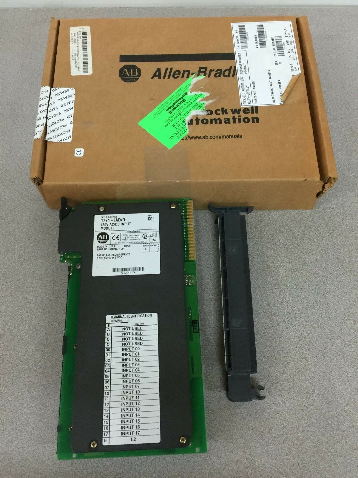 *REMAN* ALLEN-BRADLEY PLC-5 INPUT MODULE 1771-IAD SERIES D WITH 1771-WH TERMINAL