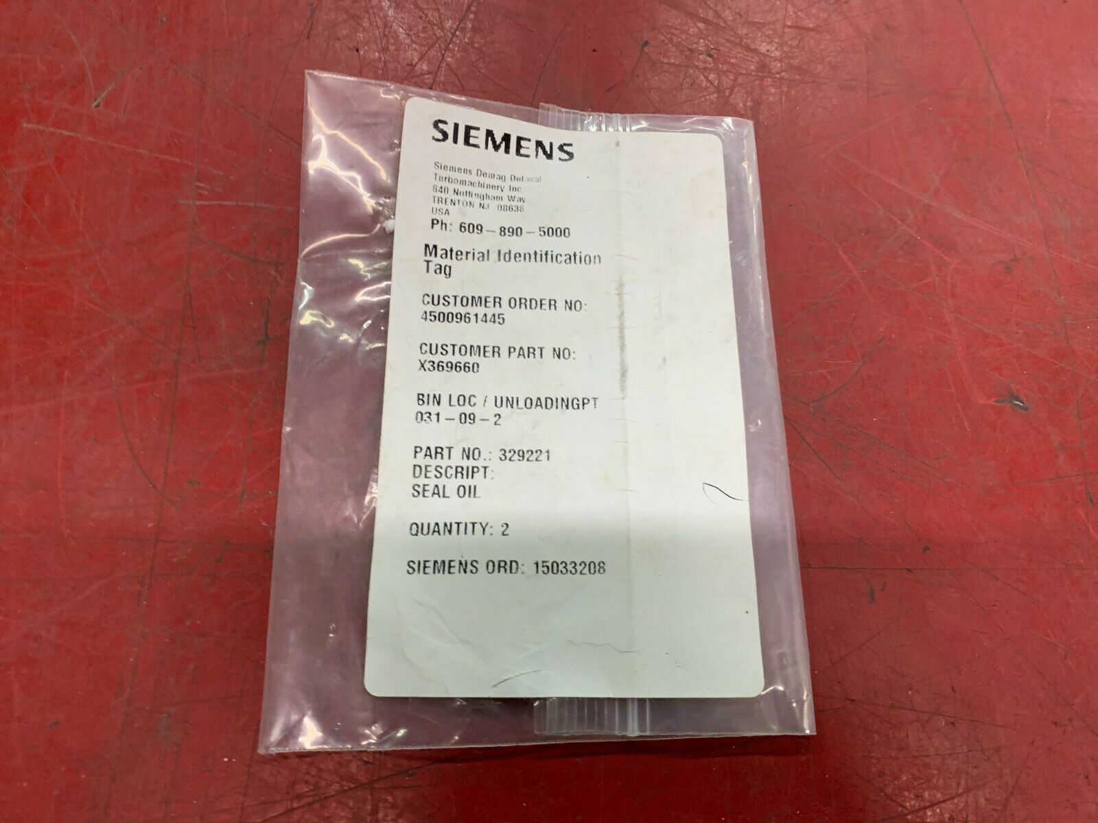 NEW NO BOX SIEMENS OIL SEAL 329221