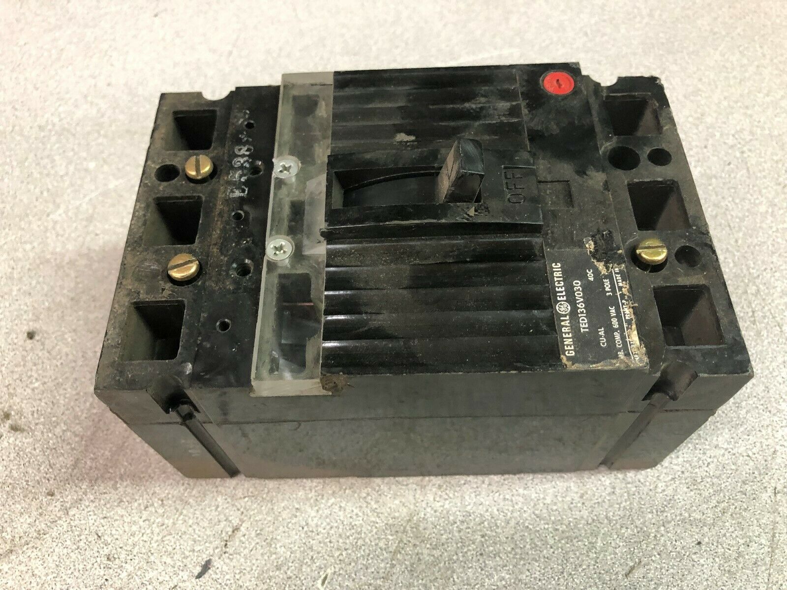 USED GE 30 AMP 3 POLE 600 VAC BREAKER TED136V030