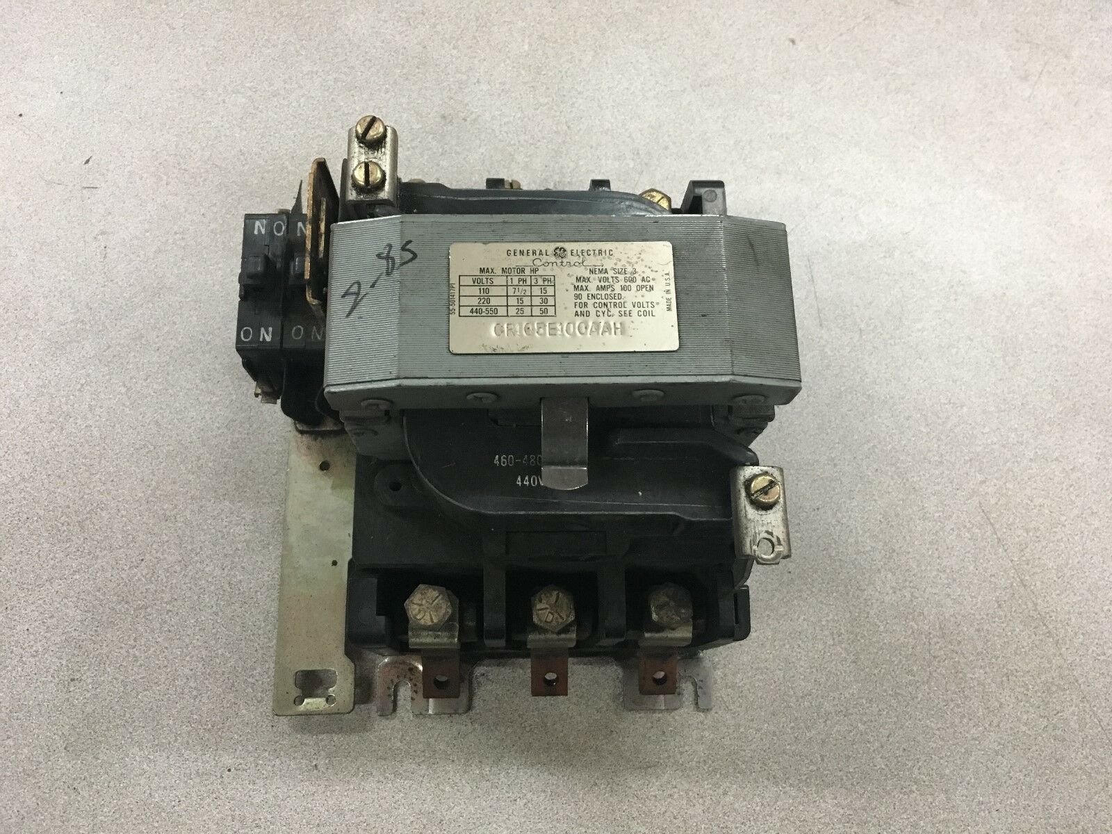 USED GENERAL ELECTRIC SIZE 3 MOTOR STARTER CR105E100AAH