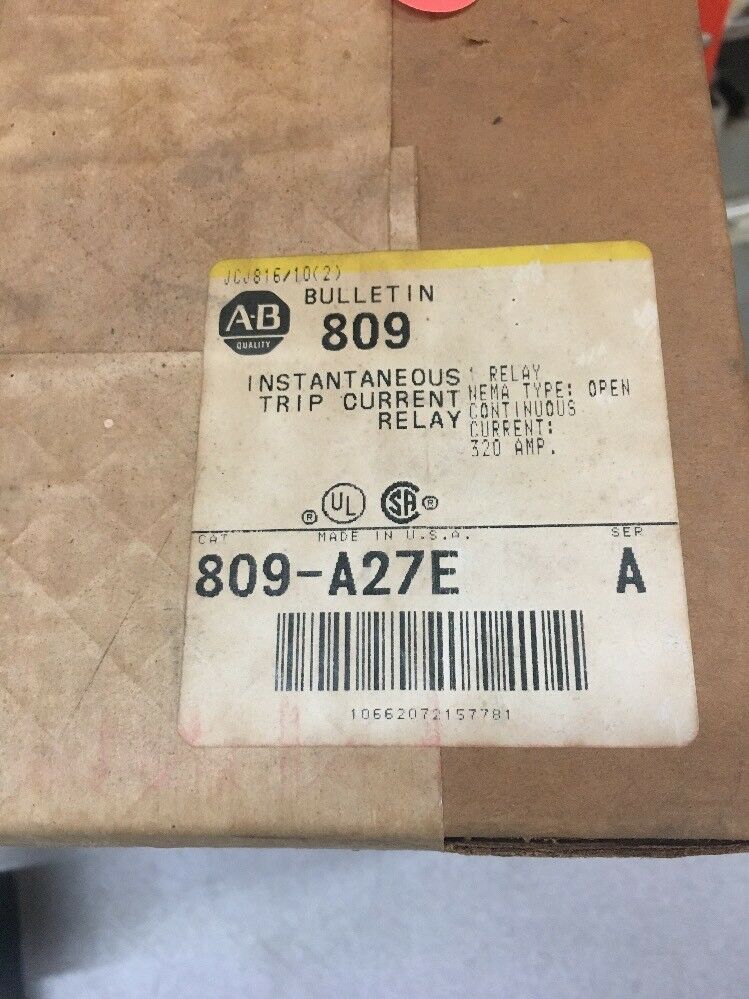 NEW IN BOX ALLEN BRADLEY INSTANTANEOUS TRIP RELAY 809-A27E SERIES A