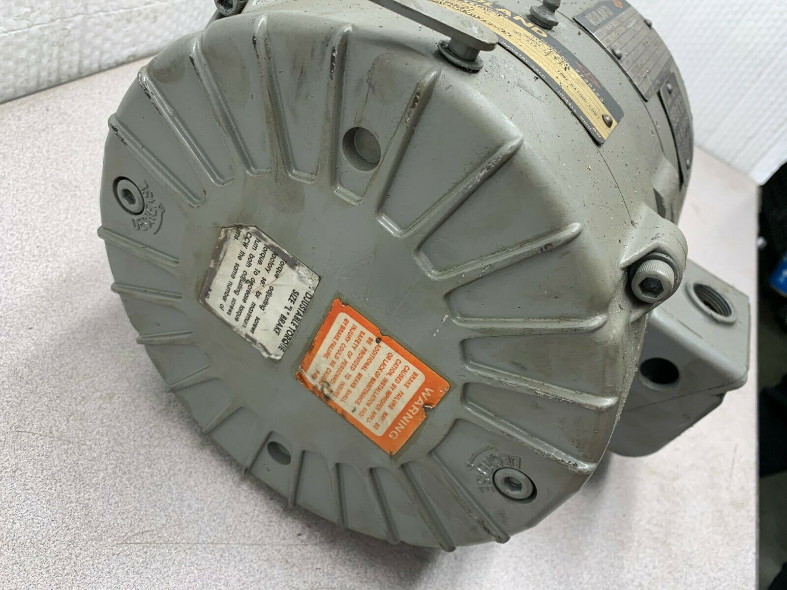 USED REULAND .50HP 1800RPM MOTOR 8348V-XC2216B WITH MAGNETIC BRAKE OLDA 32B2