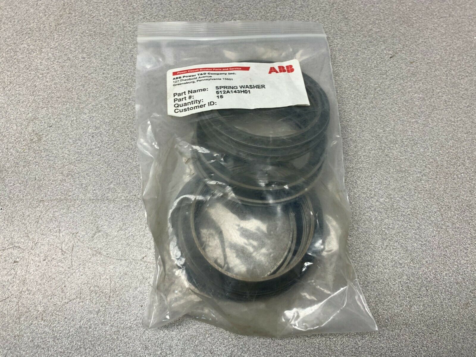 LOT OF 15 NEW NO BOX ABB SPRING WASHER 512A143H01