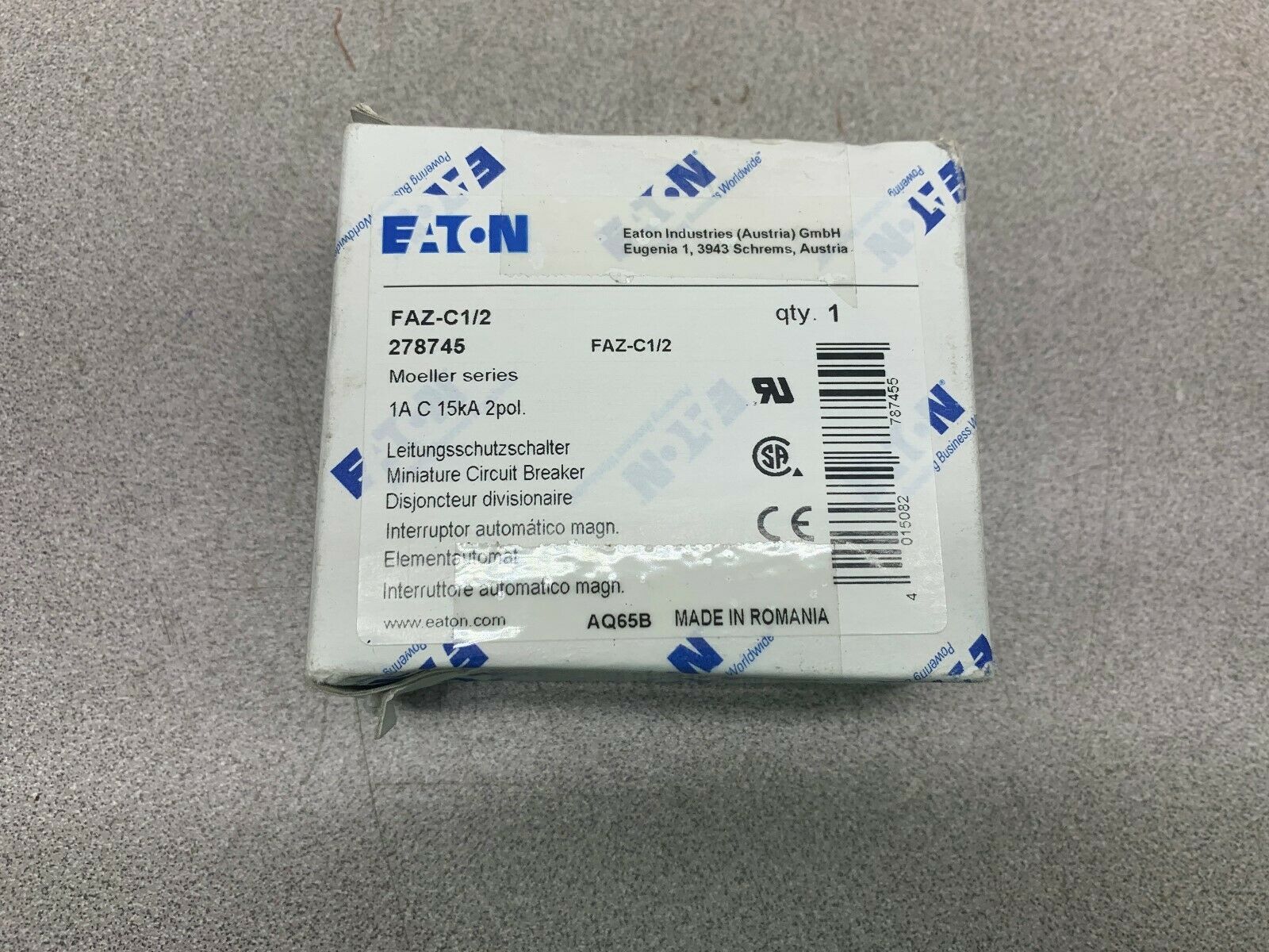 NEW IN BOX EATON BREAKER FAZ-C1/2