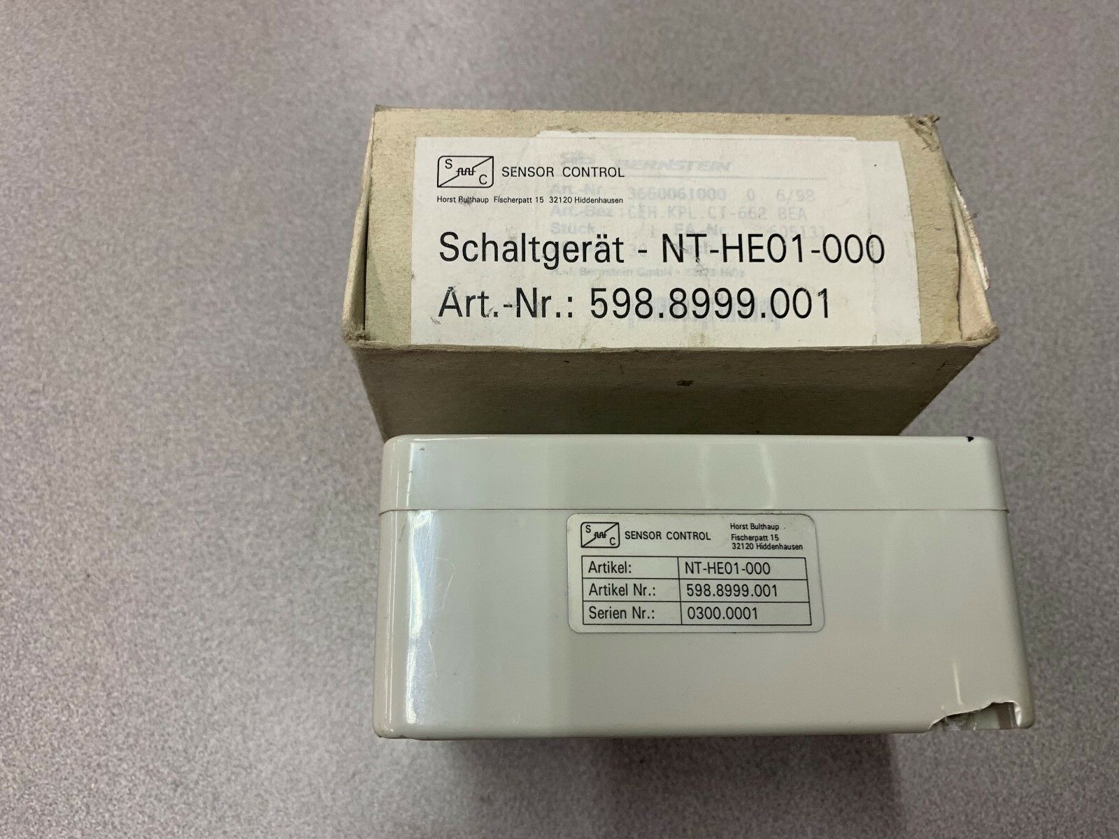 NEW IN BOX SENSOR CONTROL AMPLIFIER 598.8999.001