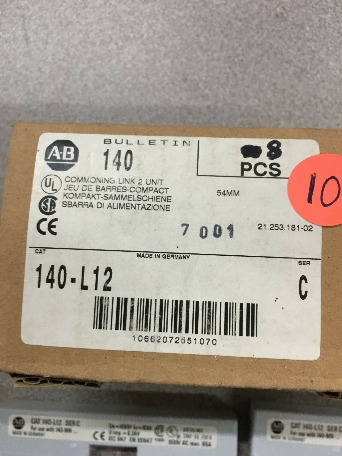 NEW BOX OF 8 ALLEN-BRADLEY COMMONING LINK 2 UNITS 140-L12 SERIES C