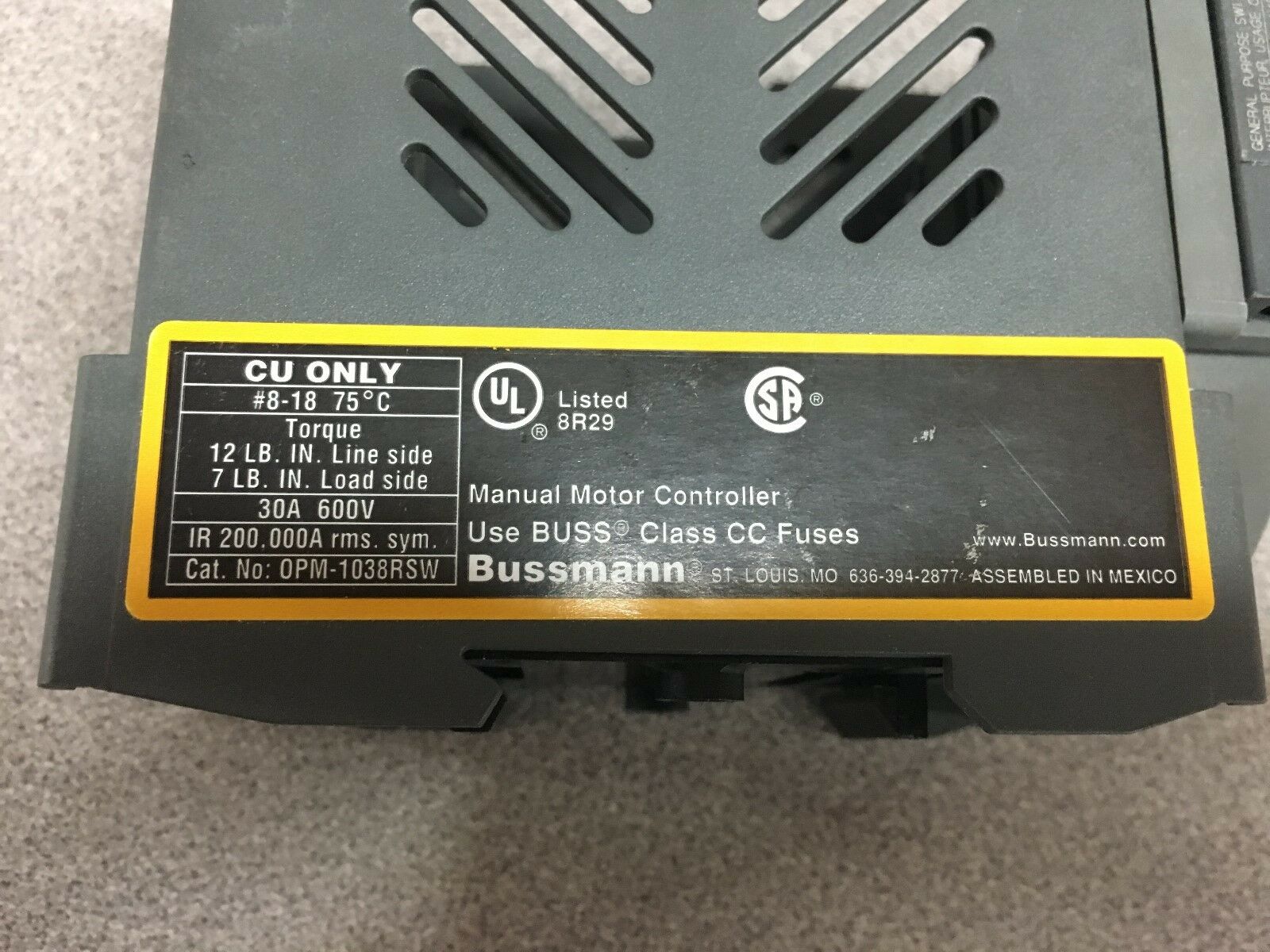 NEW IN BOX BUSSMAN CONTROLLER 0PM-1038RSW