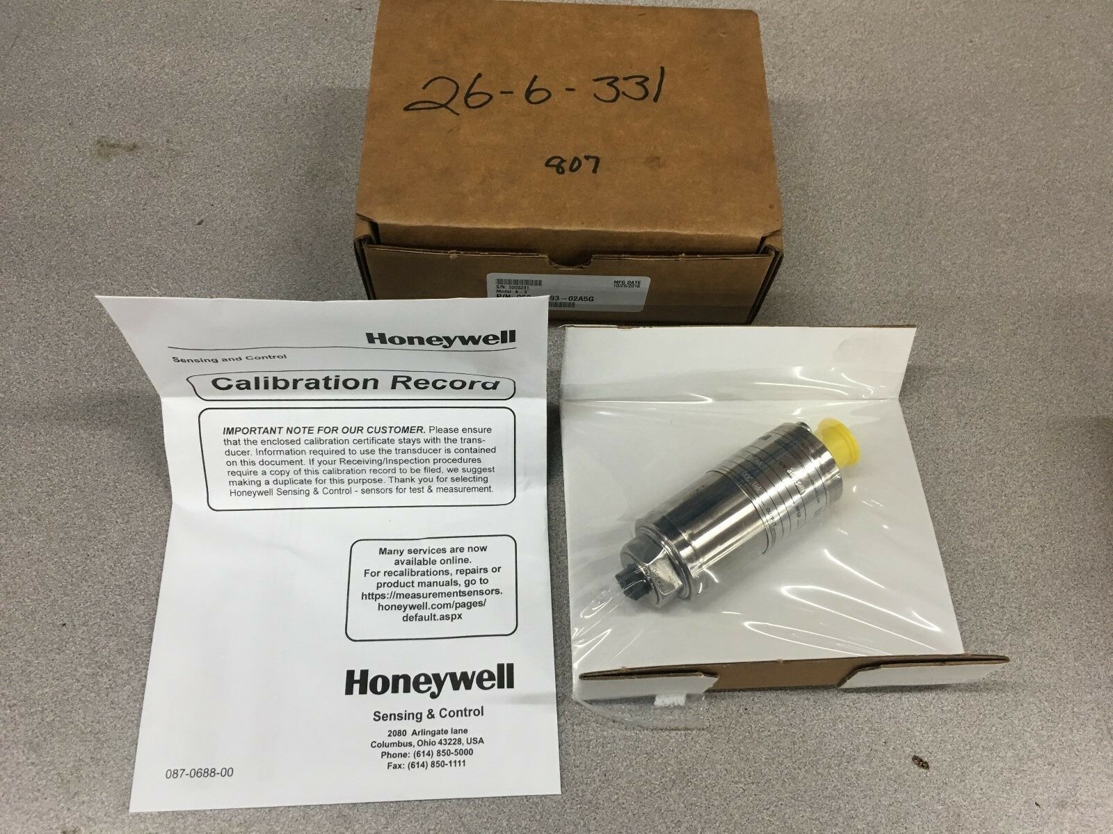 NEW IN BOX HONEYWELL A5 SENSOR 060-3893-02A5G