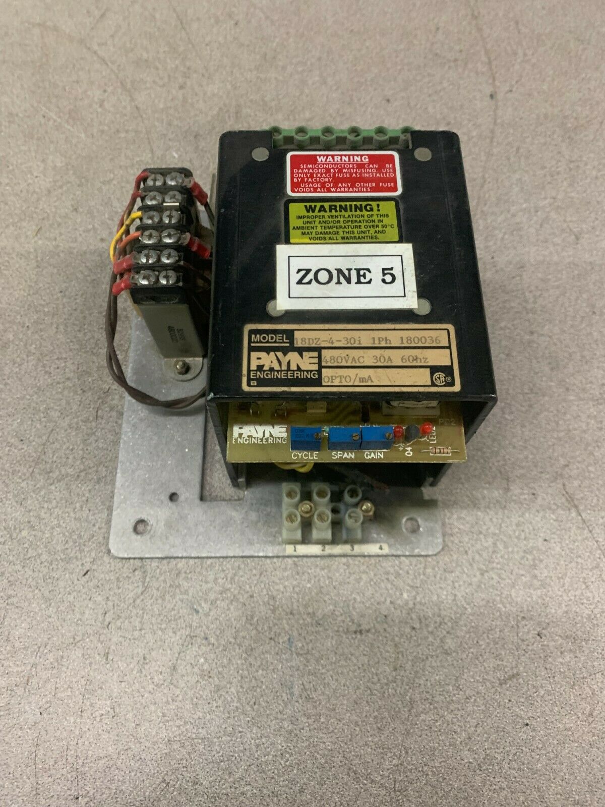 USED PAYNE ENGINEERING POWER CONTROL 18DZ-4-30I 1PH 180036