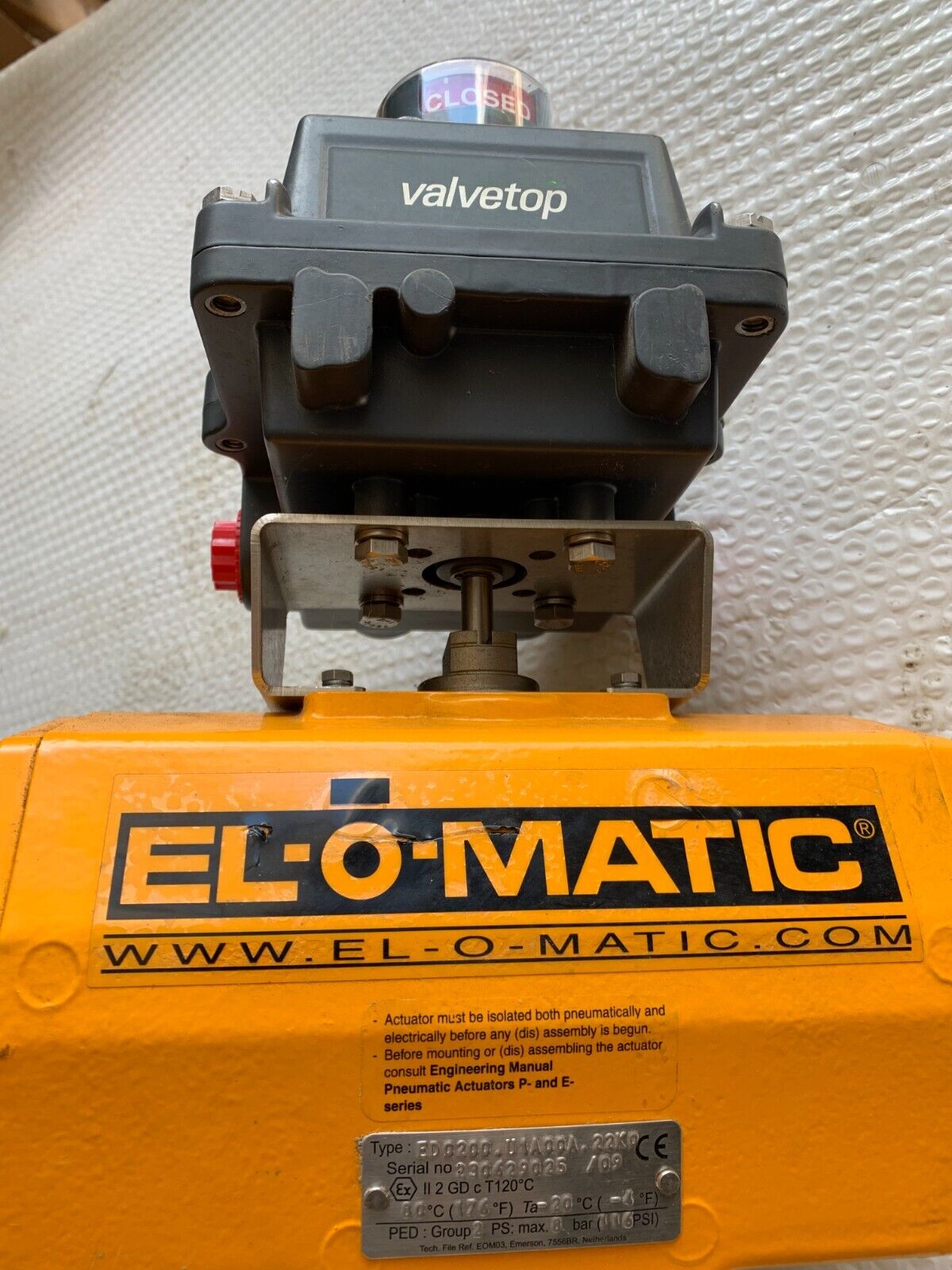 EL-O-MATIC VALVE ACTUATOR ED0200.U1A00A-22K0 TOPWORX DXP-M21GNEB ASCO 8342G501