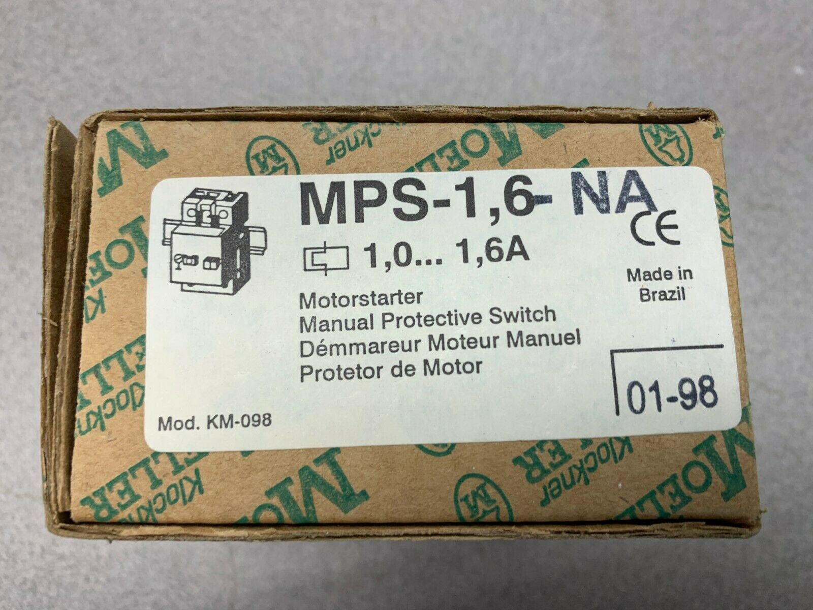 NEW IN BOX MOELLER MANUAL PROTECTIVE SWITCH MPS-1,6-NA