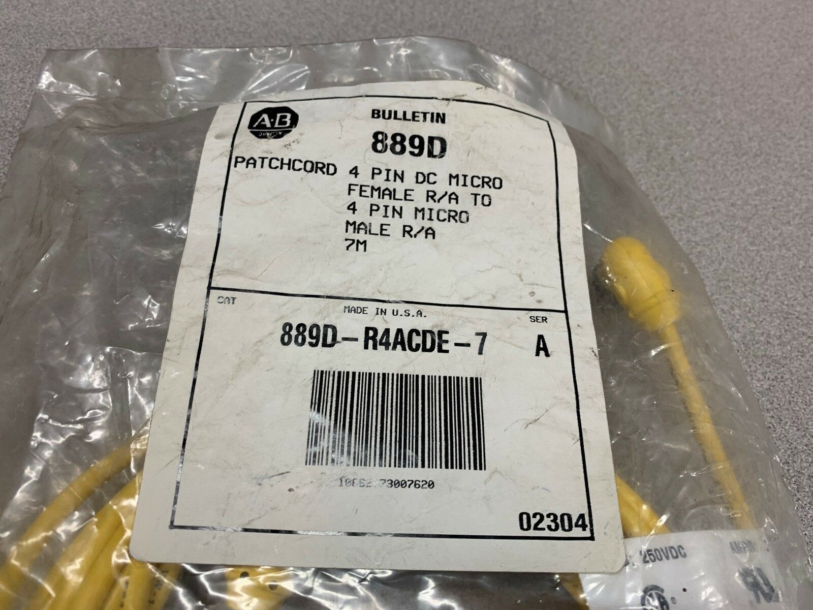 NEW IN BAG ALLEN BRADLEY PATCHCORD 889D-R4ACDE-7 SERIES A