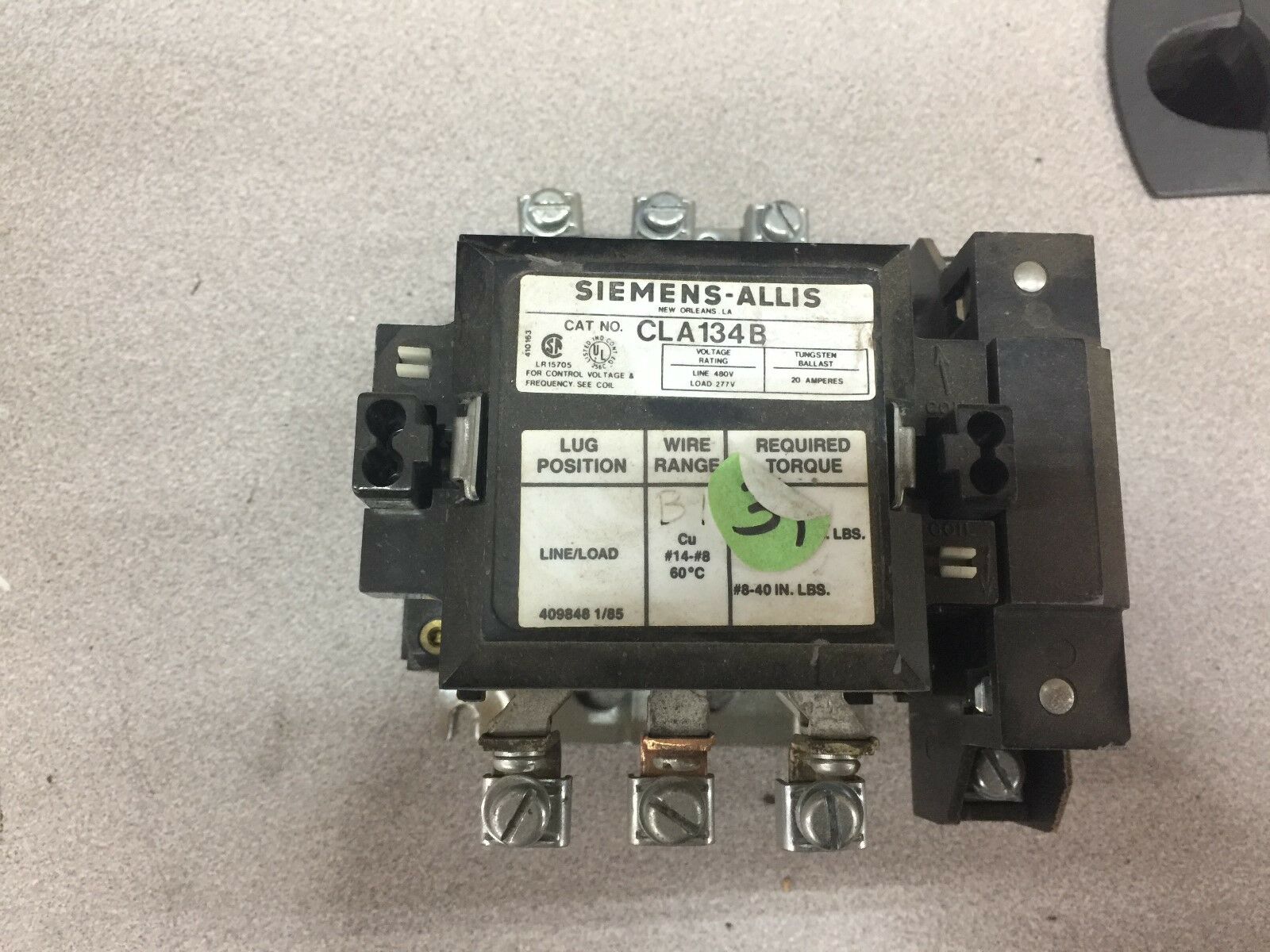 USED SIEMENS CONTACTOR 3POLE CLA134B