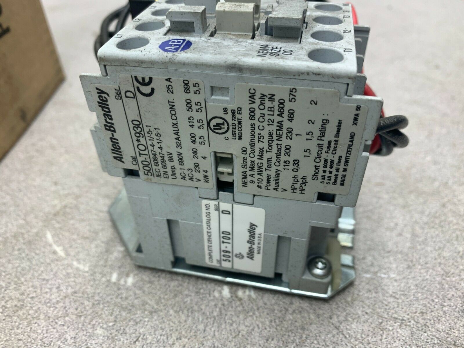 NEW IN BOX ALLEN-BRADLEY FULL VOLTAGE STARTER 509-TOD SERIES D