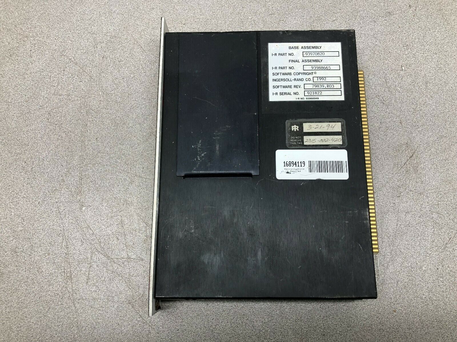 USED INGERSOL RAND  MICRO TAS PLUS SOFTWARE REV. 79839.R03 SPINDLE CARD 93970820