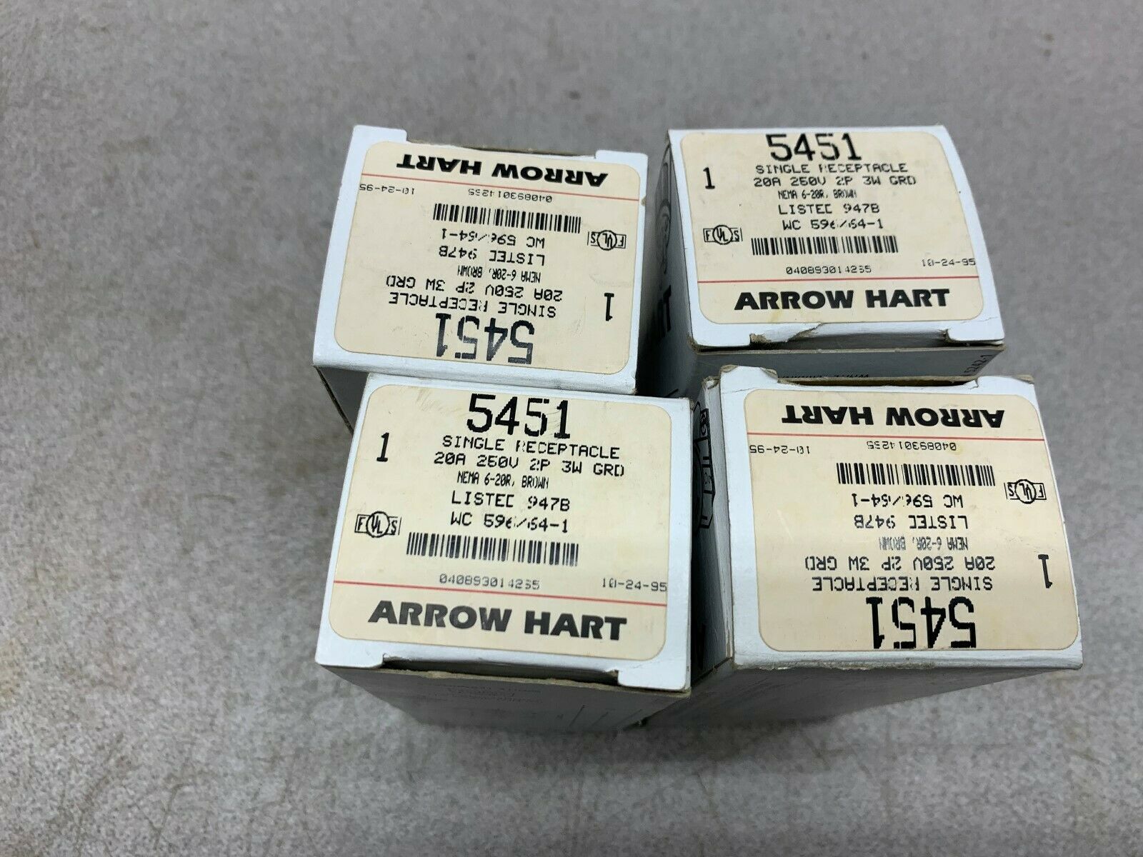 LOT OF 4 NEW IN BOX ARROW HART RECEPTACLE 5451