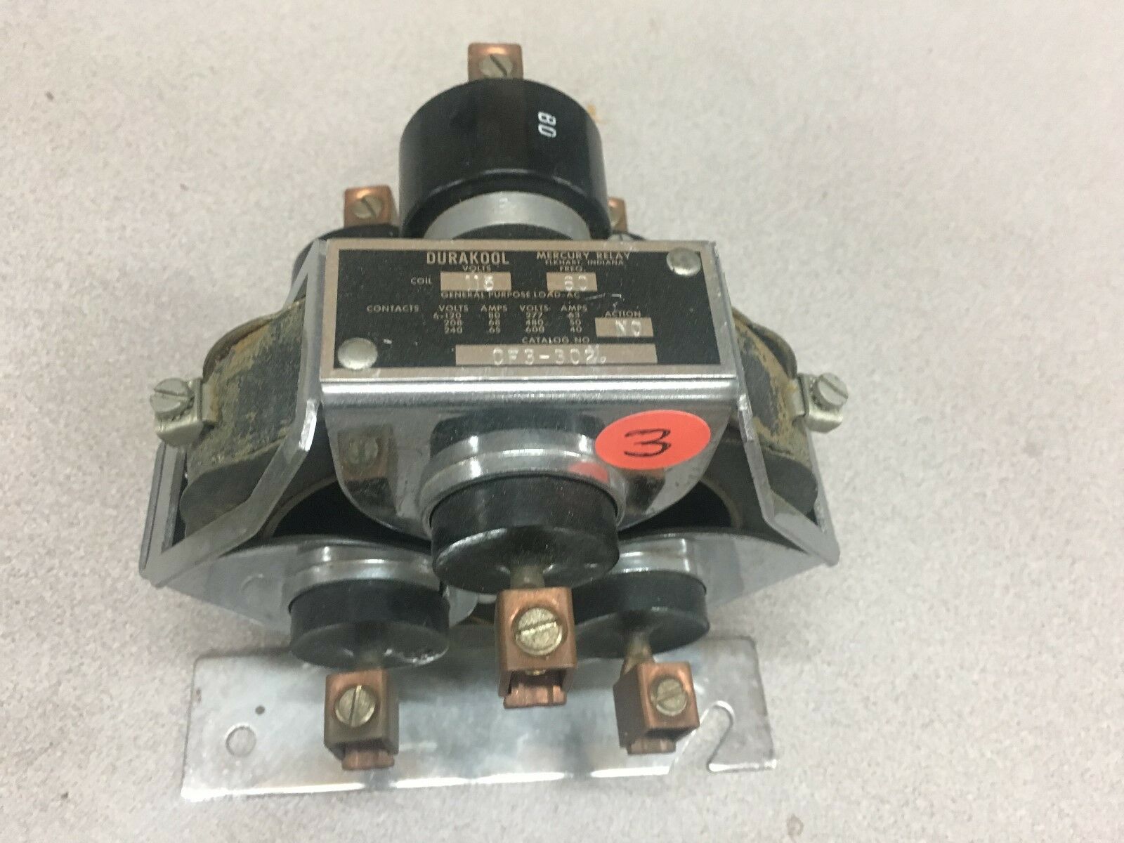 USED DURAKOOL MERCURY RELAY CF3-302