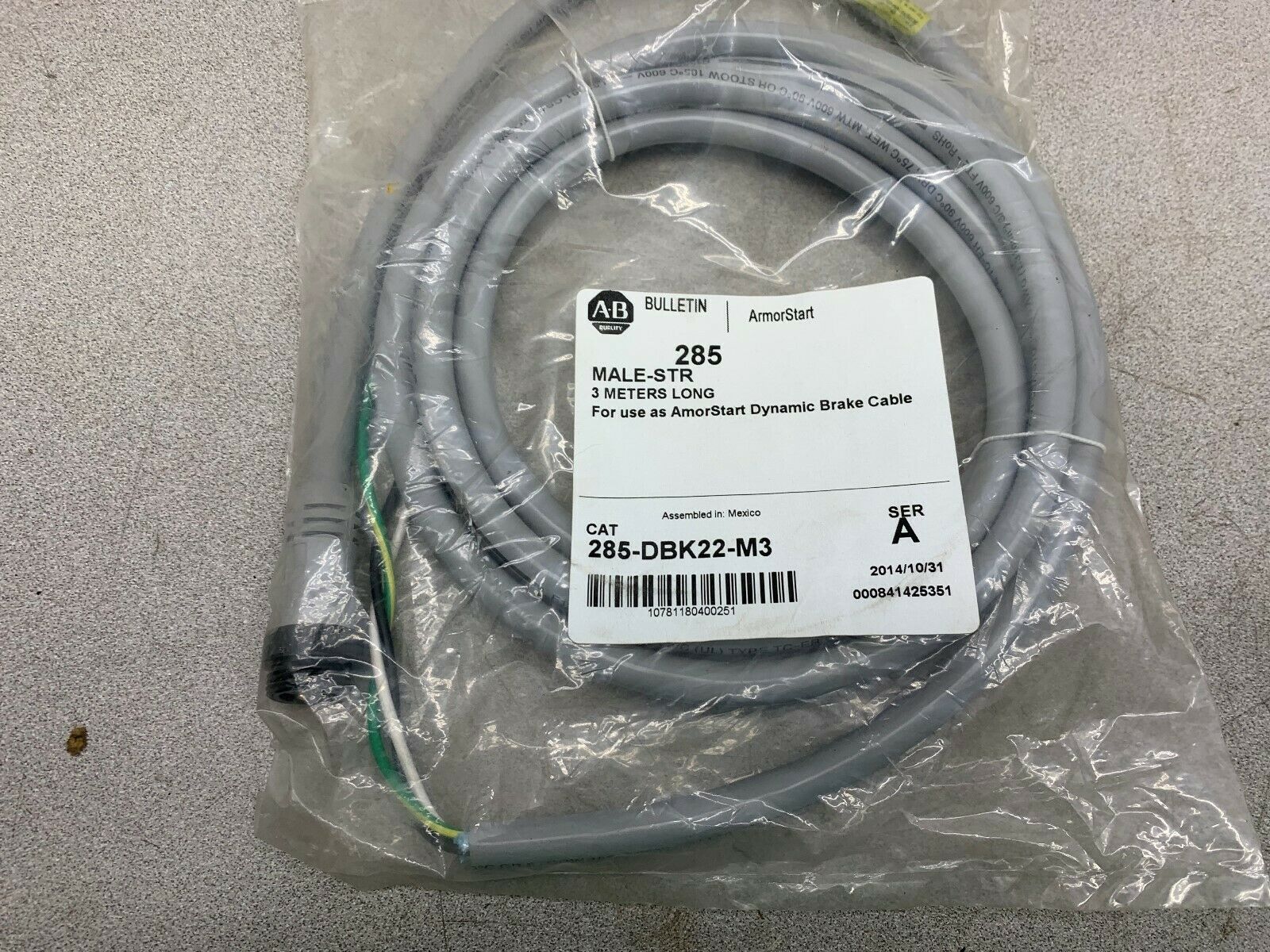 NEW NO BOX ALLEN BRADLEY BRAKE CABLE 285-DBK22-M3 SERIES A